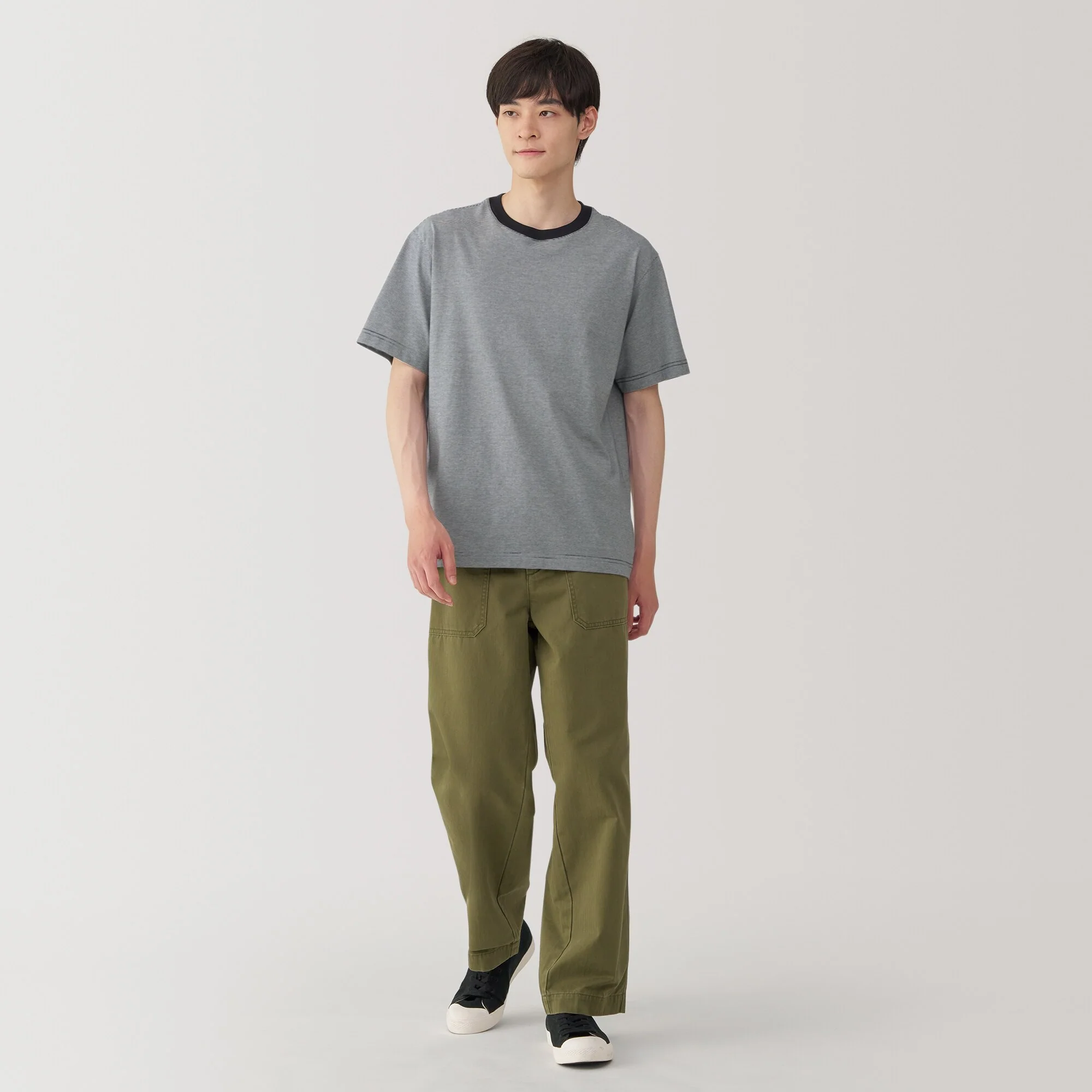 Men's Jersey Crew Neck Short Sleeve Striped T-Shirt - Image 12