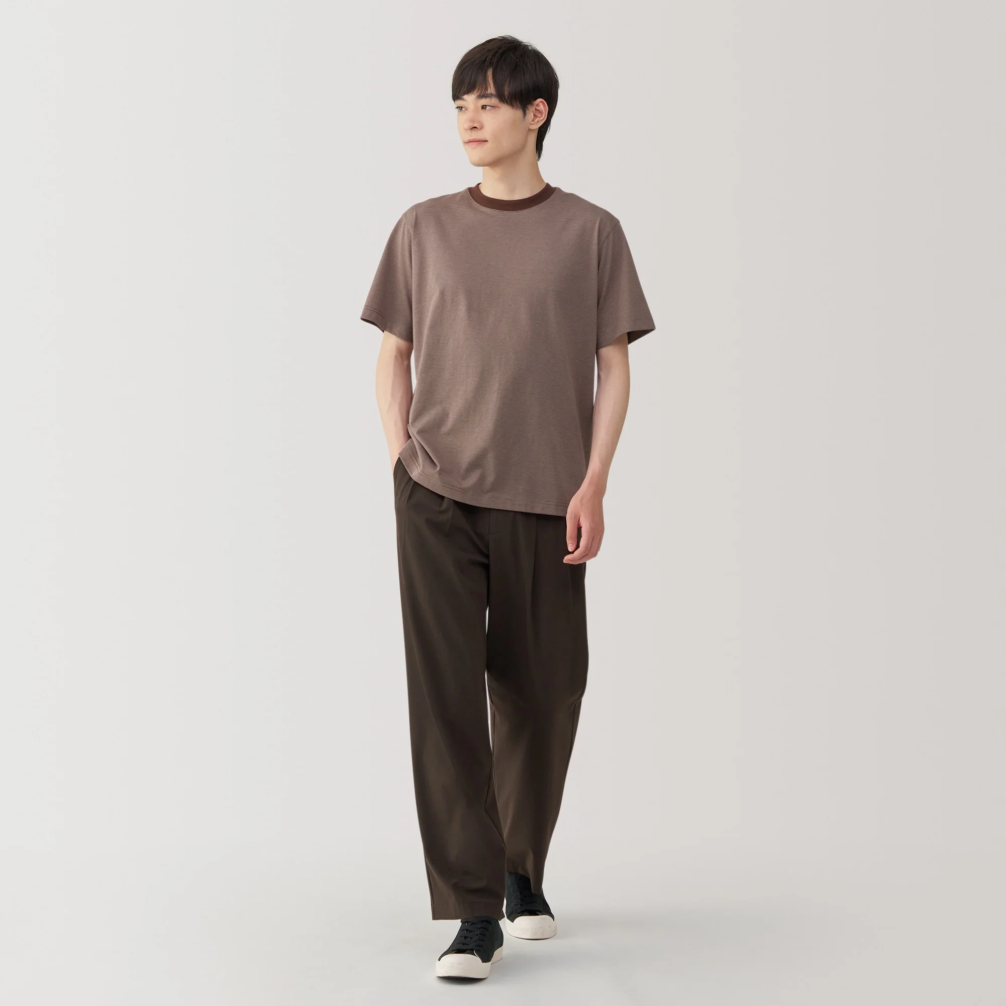 Men's Jersey Crew Neck Short Sleeve Striped T-Shirt - Image 25