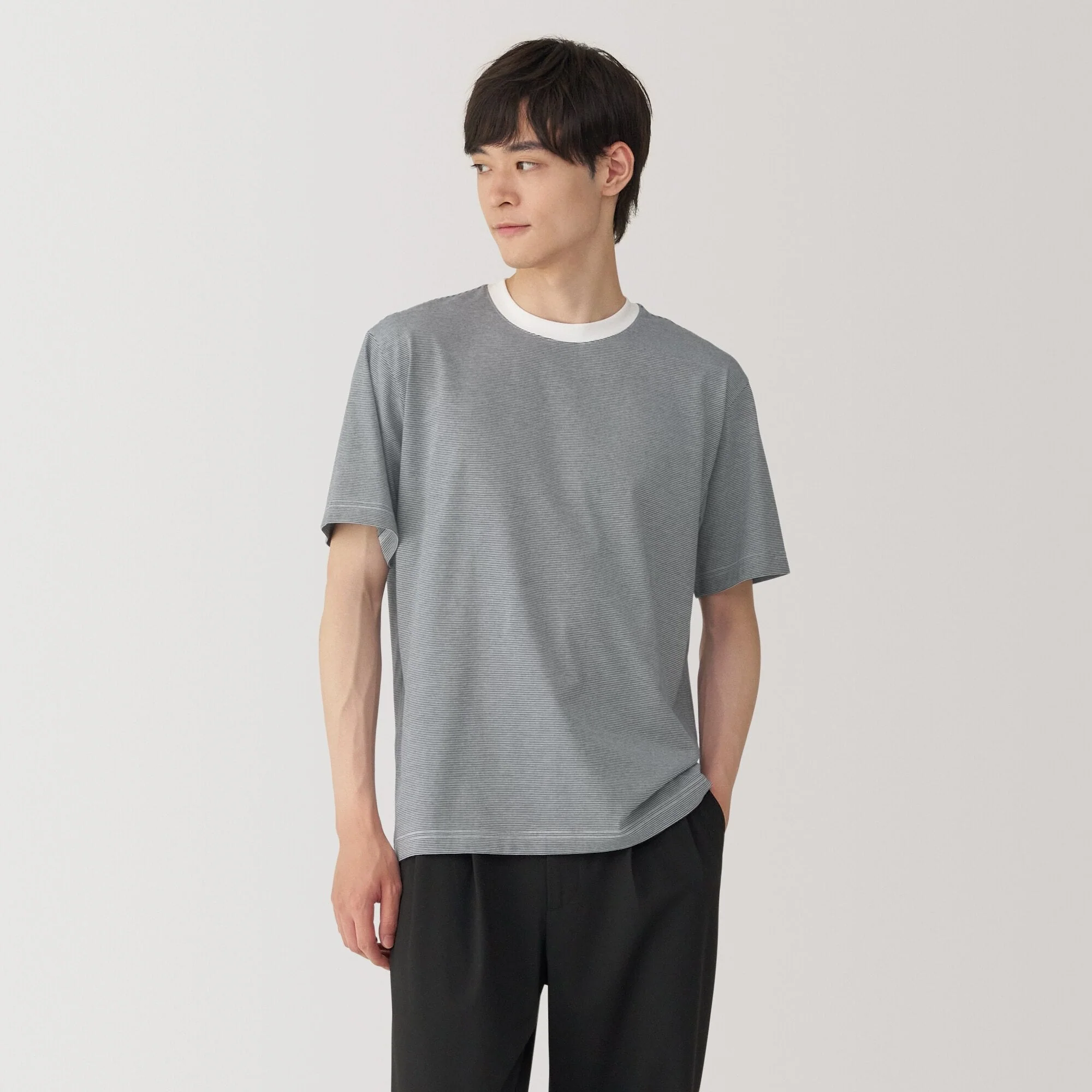 Men's Jersey Crew Neck Short Sleeve Striped T-Shirt - Image 3