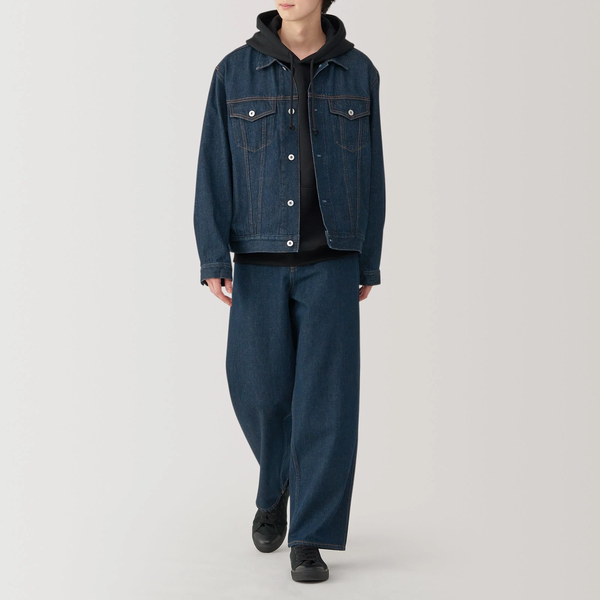 Men's Kapok Blend Denim Wide Pants - Image 4