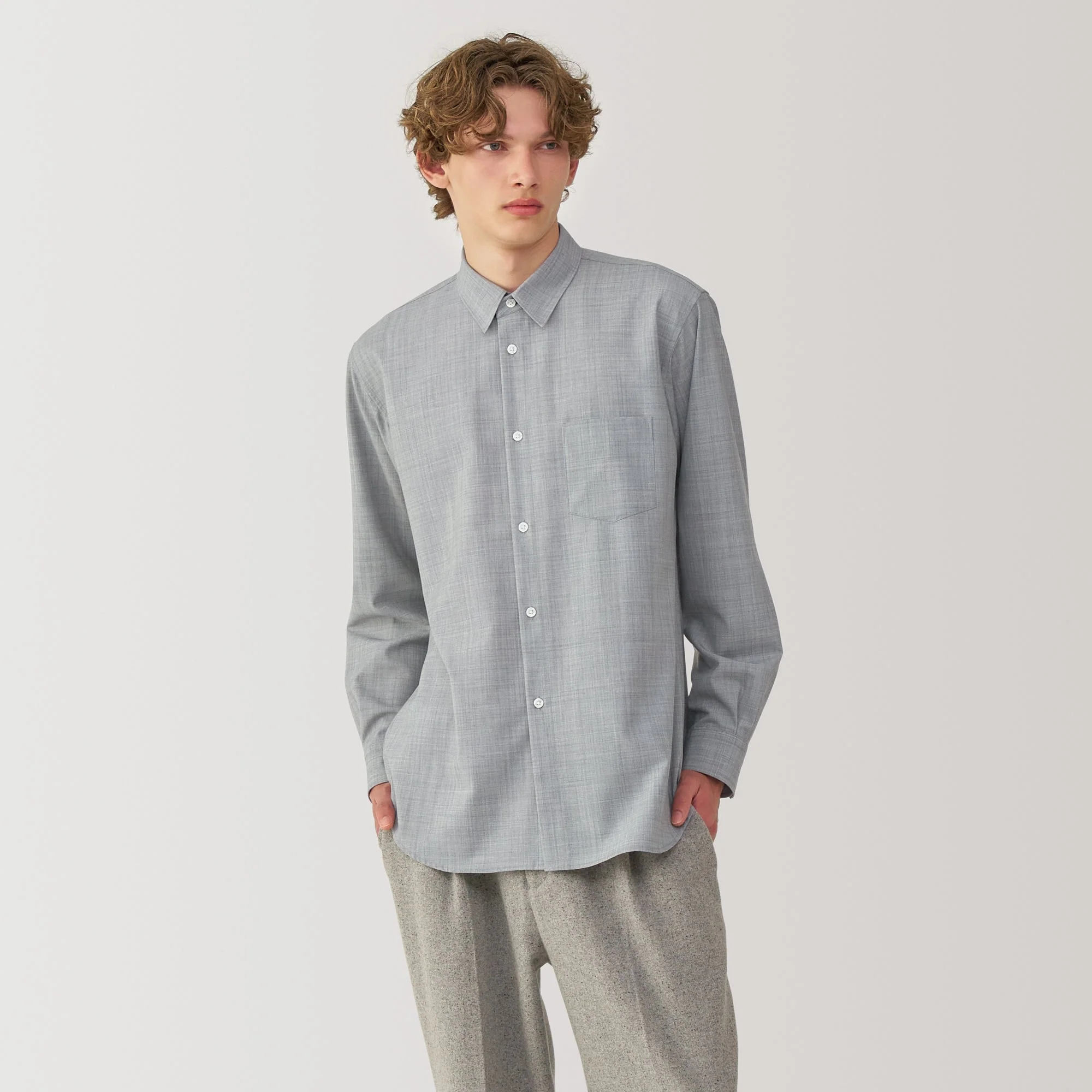 Labo Men's Wool Blend Regular Collar Shirt - Image 3