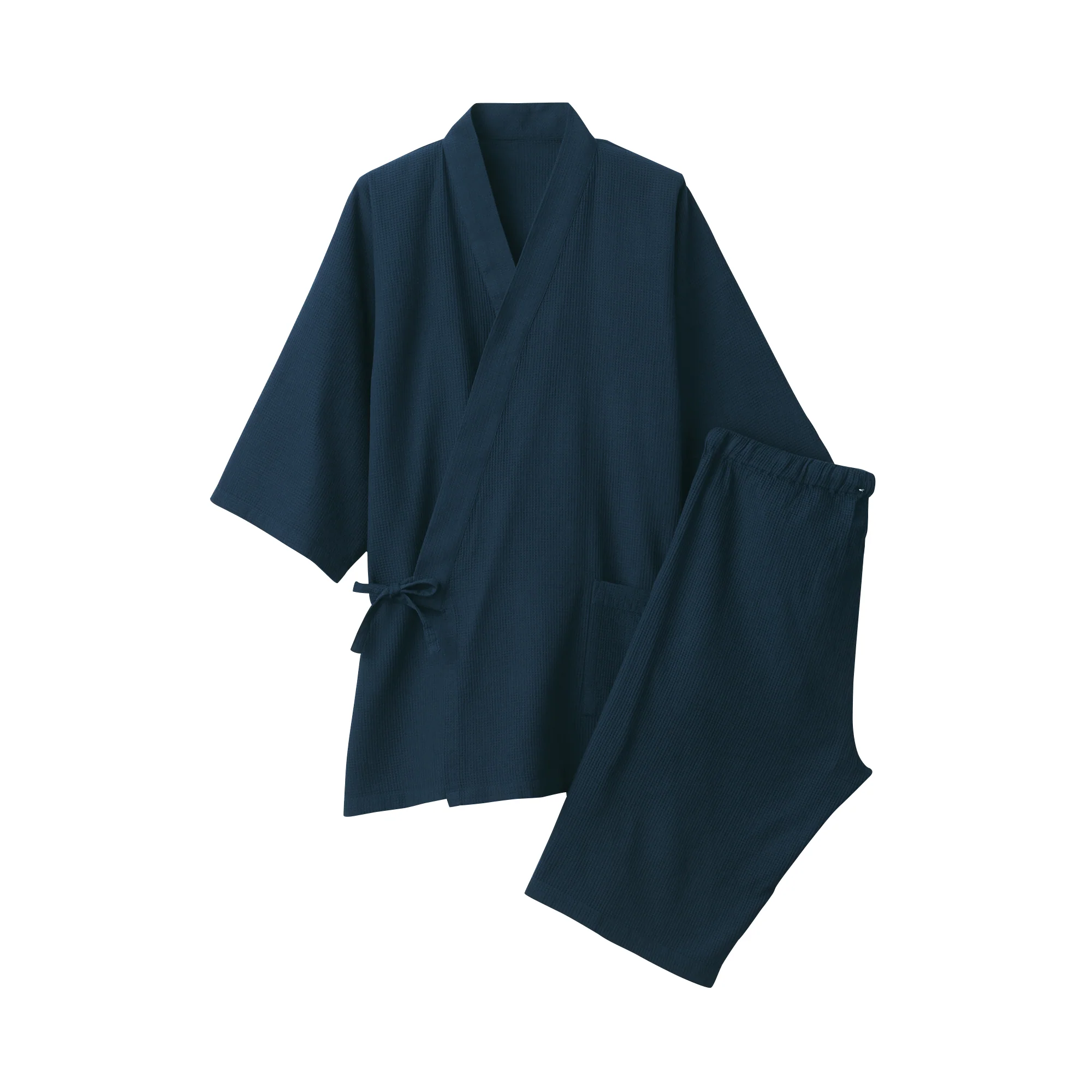 Men's Lyocell Blend Waffle Weave Jinbei Loungewear Set - Image 13