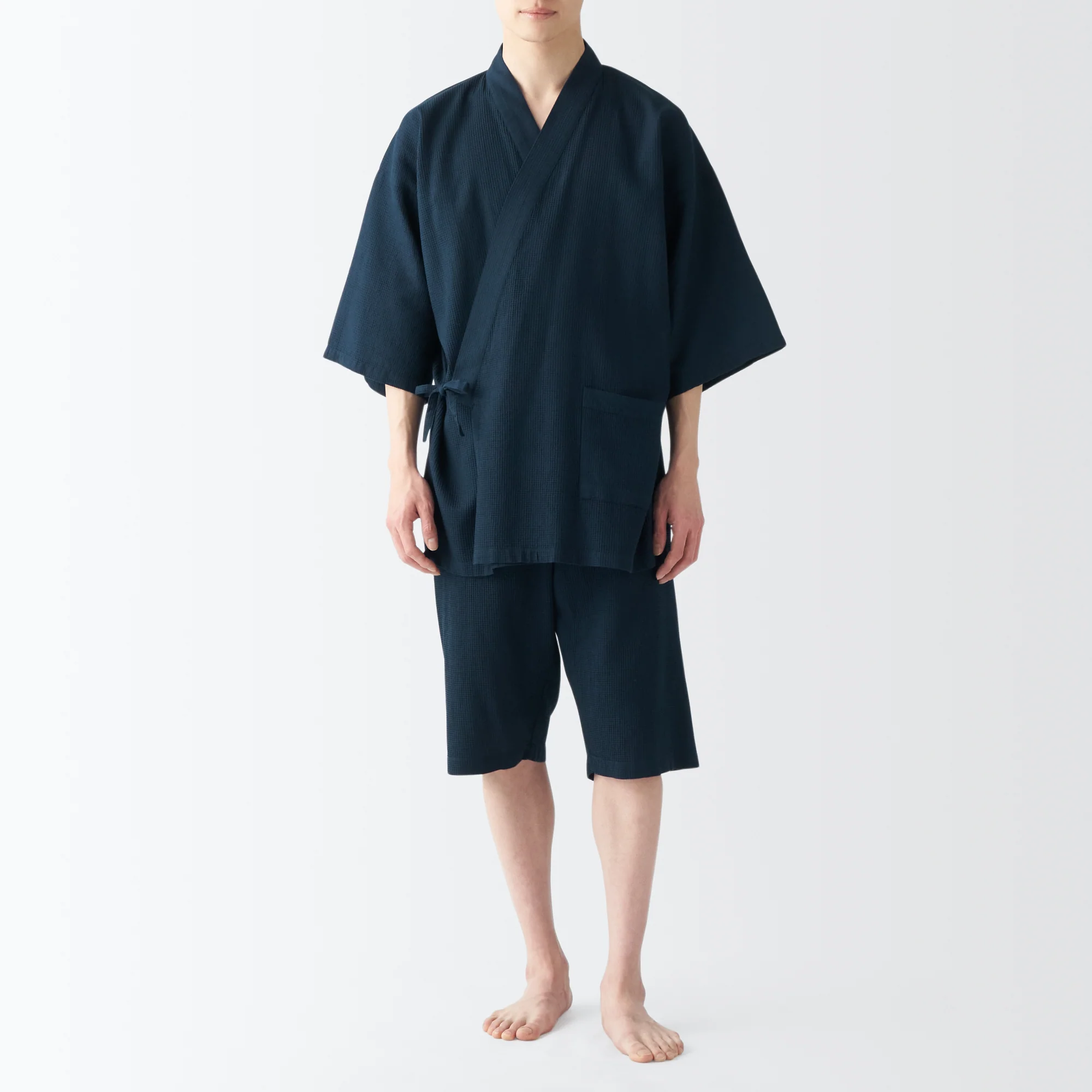 Men's Lyocell Blend Waffle Weave Jinbei Loungewear Set - Image 14