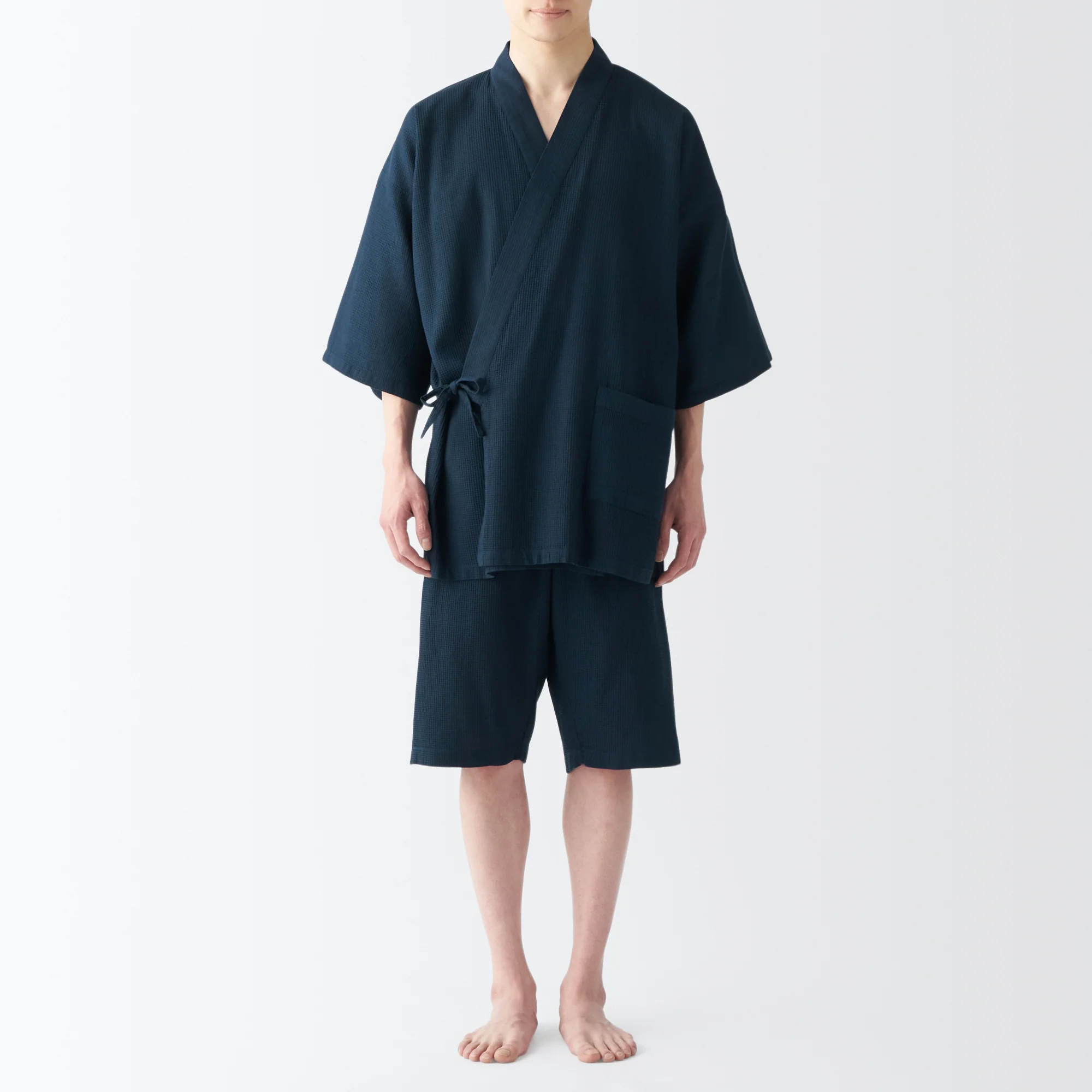 Men's Lyocell Blend Waffle Weave Jinbei Loungewear Set - Image 15