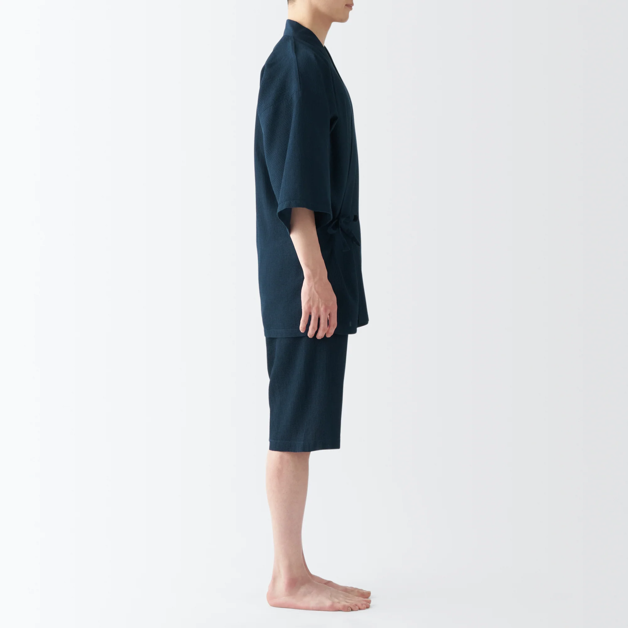 Men's Lyocell Blend Waffle Weave Jinbei Loungewear Set - Image 16