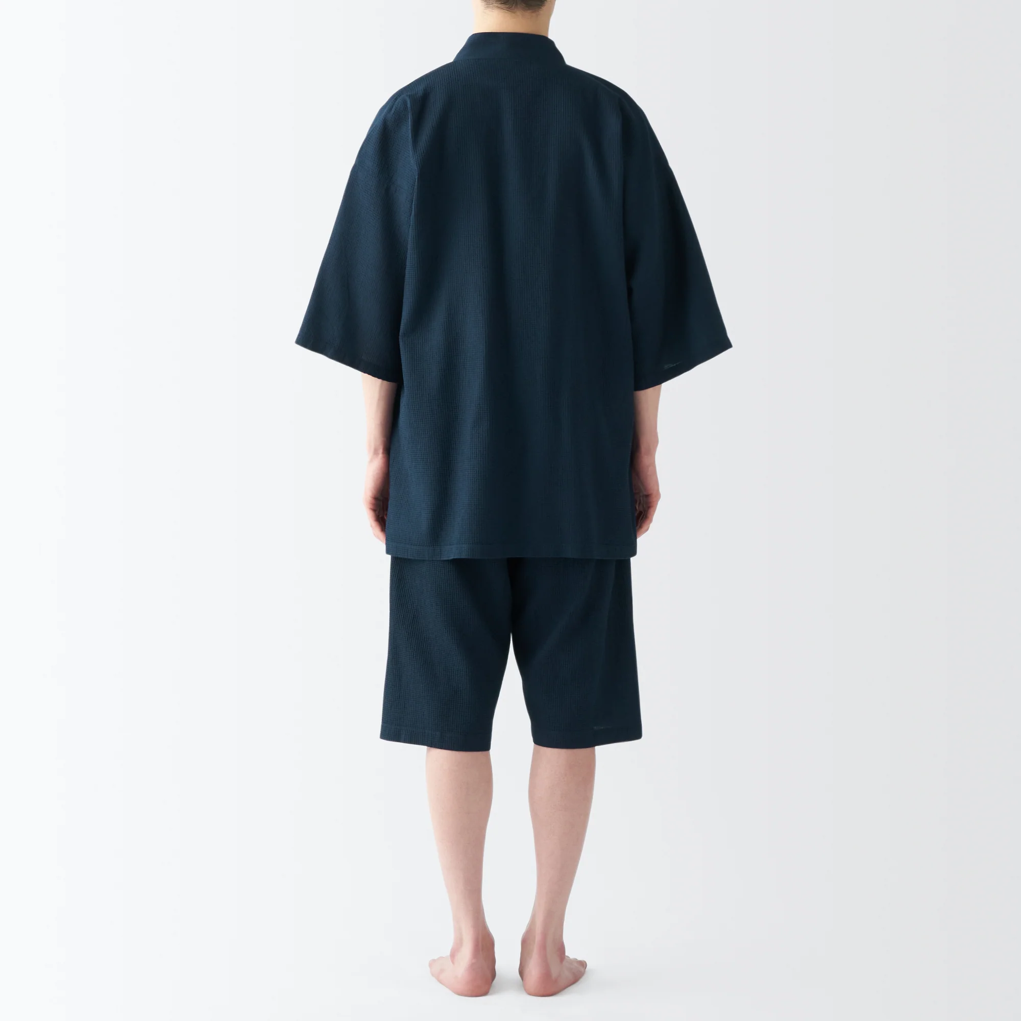 Men's Lyocell Blend Waffle Weave Jinbei Loungewear Set - Image 17
