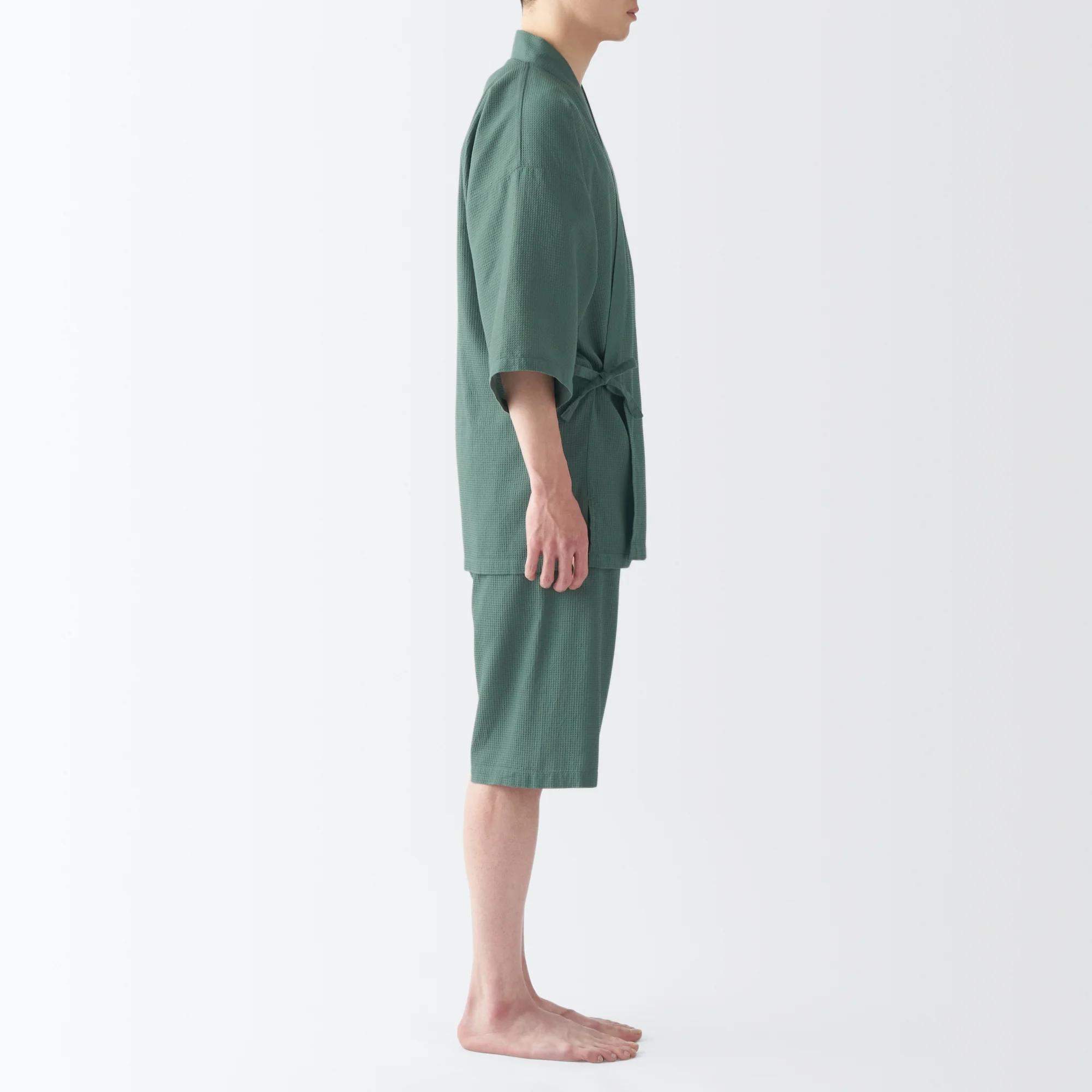 Men's Lyocell Blend Waffle Weave Jinbei Loungewear Set - Image 5