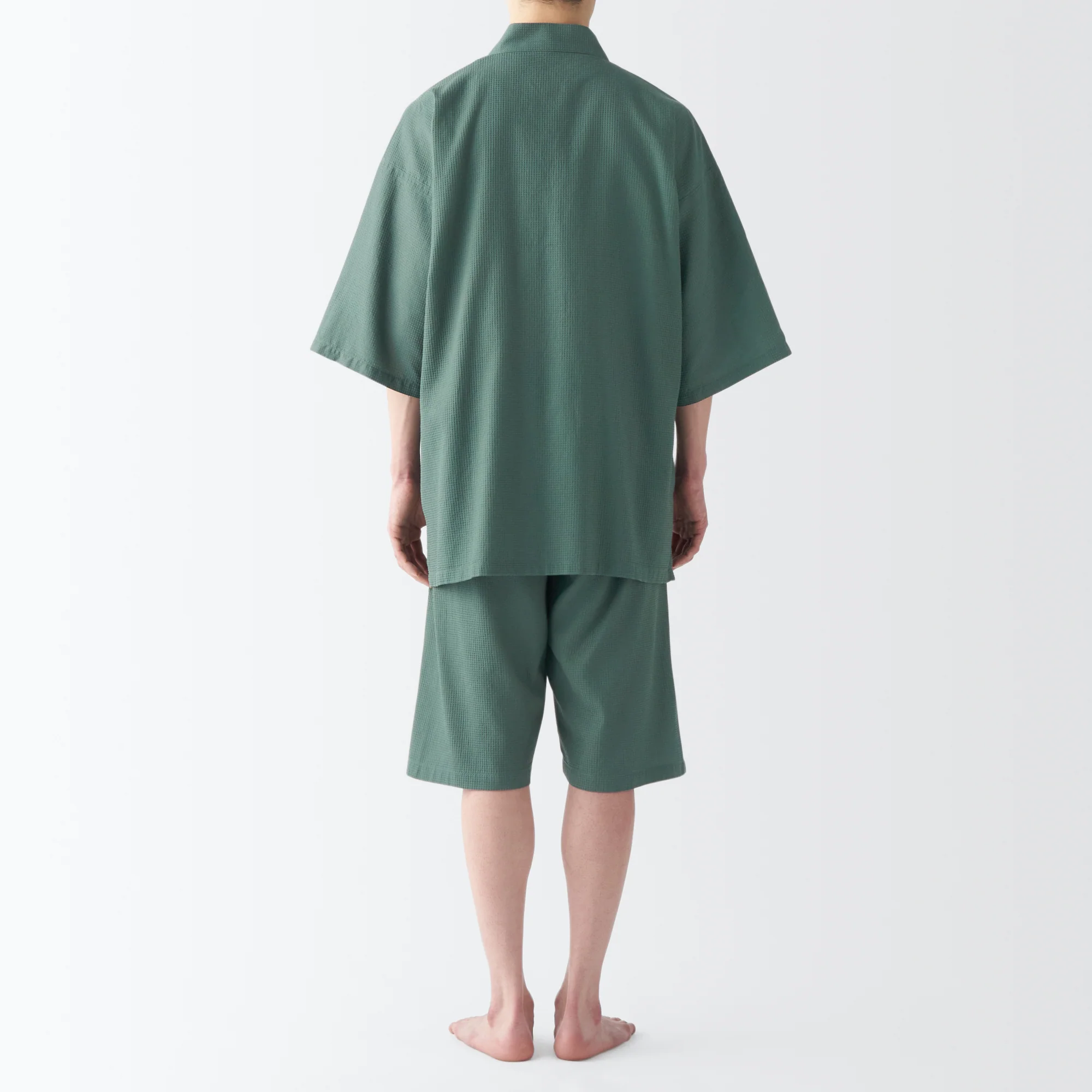 Men's Lyocell Blend Waffle Weave Jinbei Loungewear Set - Image 6