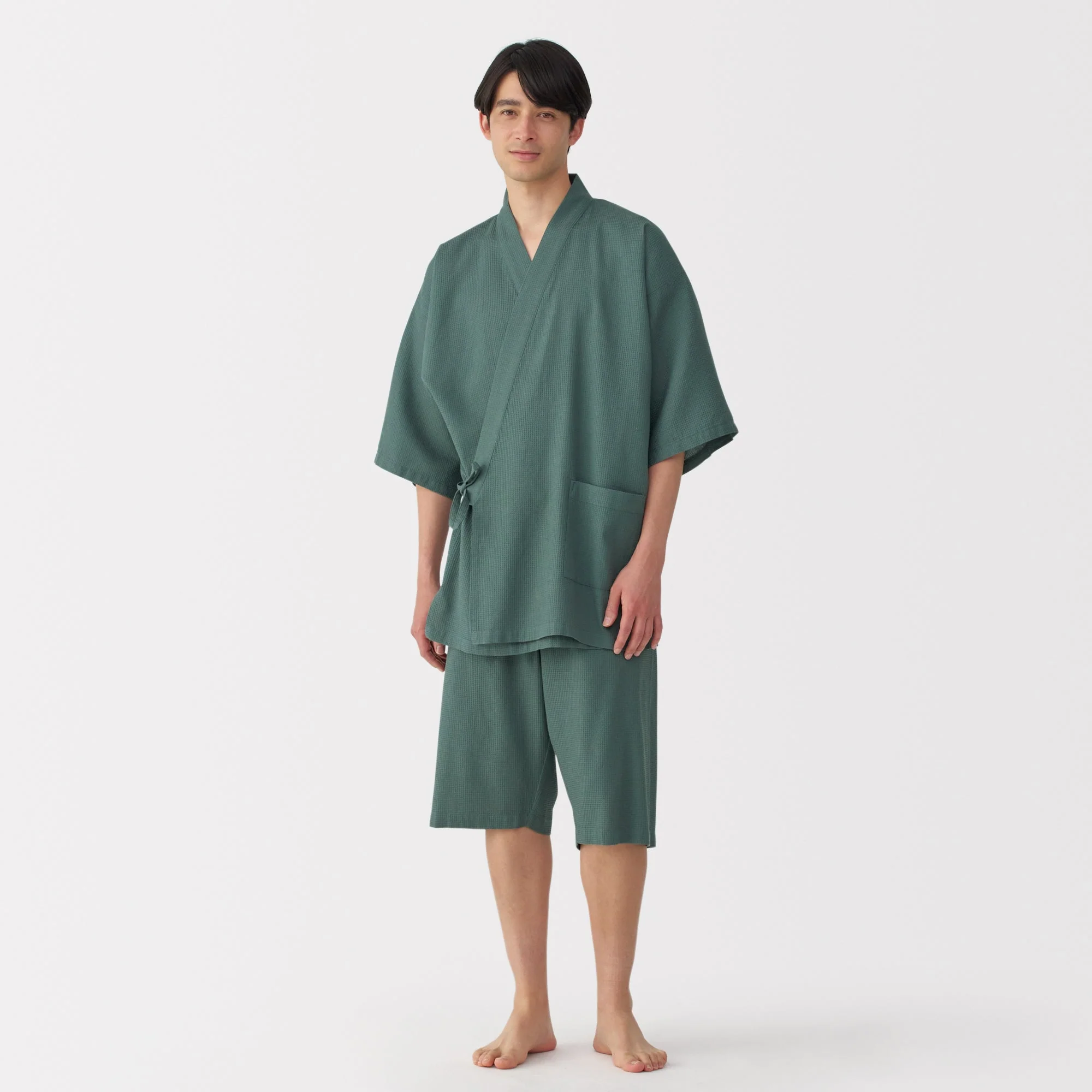 Men's Lyocell Blend Waffle Weave Jinbei Loungewear Set - Image 14