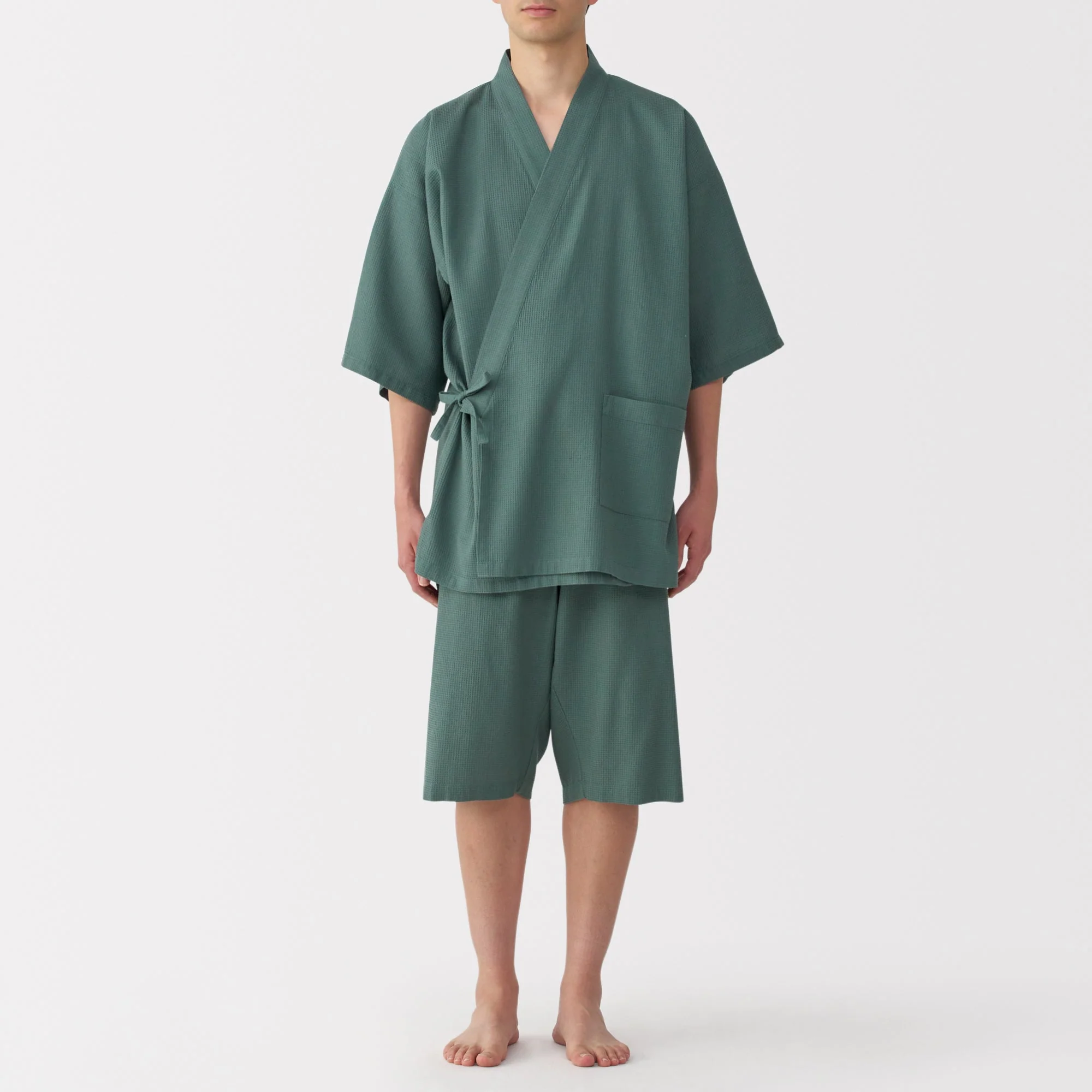 Men's Lyocell Blend Waffle Weave Jinbei Loungewear Set - Image 15