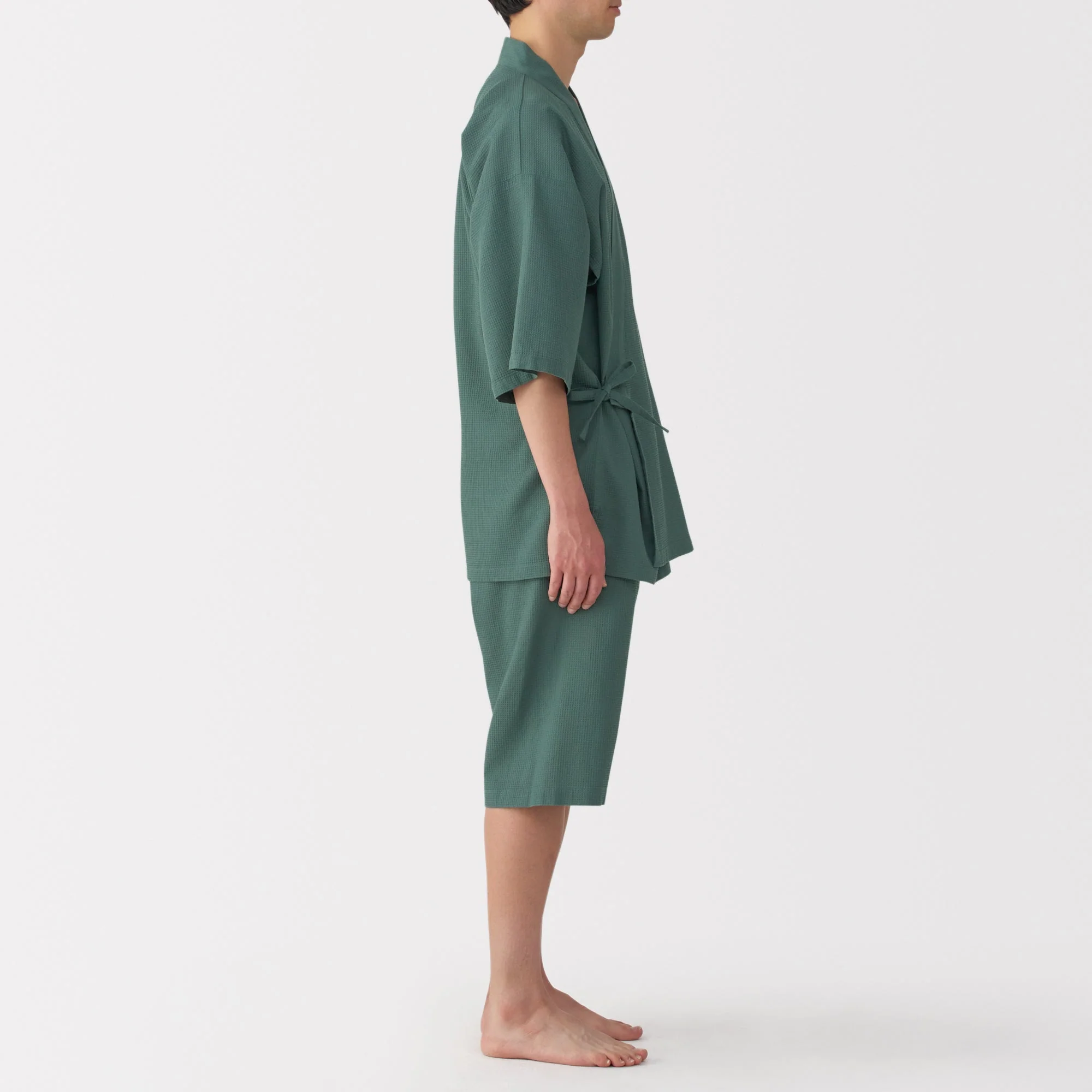 Men's Lyocell Blend Waffle Weave Jinbei Loungewear Set - Image 16