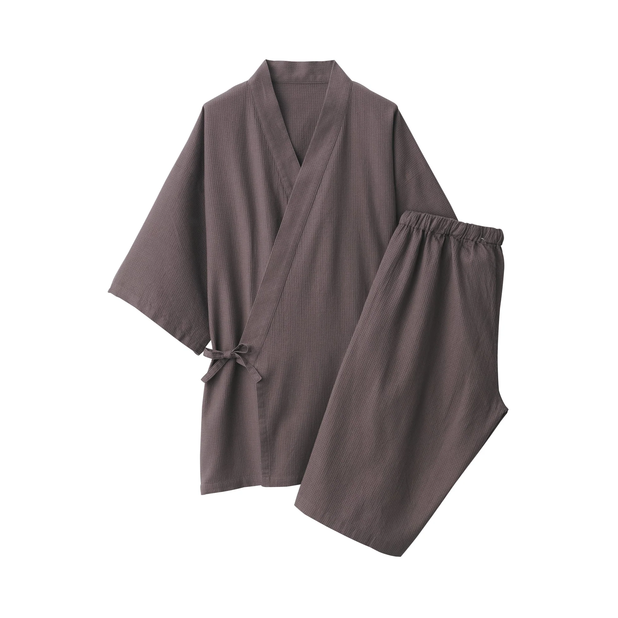 Men's Lyocell Blend Waffle Weave Jinbei Loungewear Set - Image 2