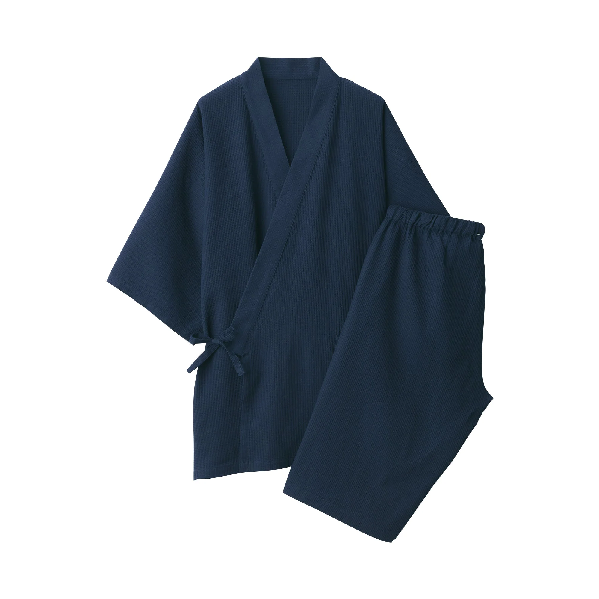 Men's Lyocell Blend Waffle Weave Jinbei Loungewear Set - Image 24