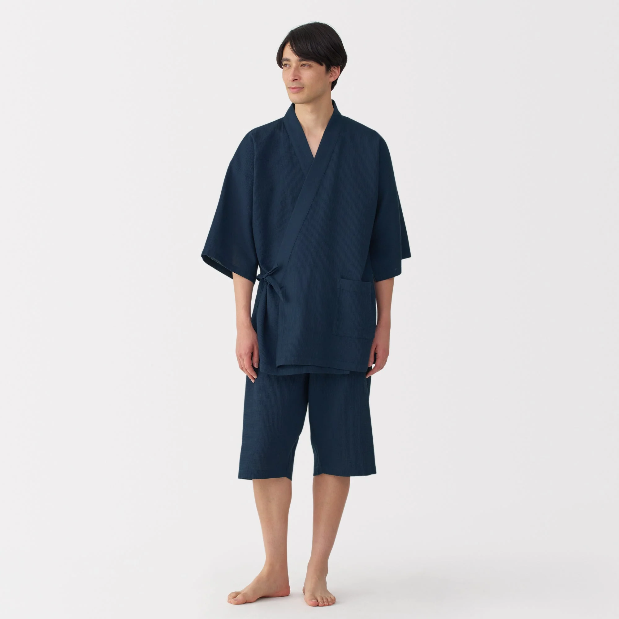 Men's Lyocell Blend Waffle Weave Jinbei Loungewear Set - Image 25