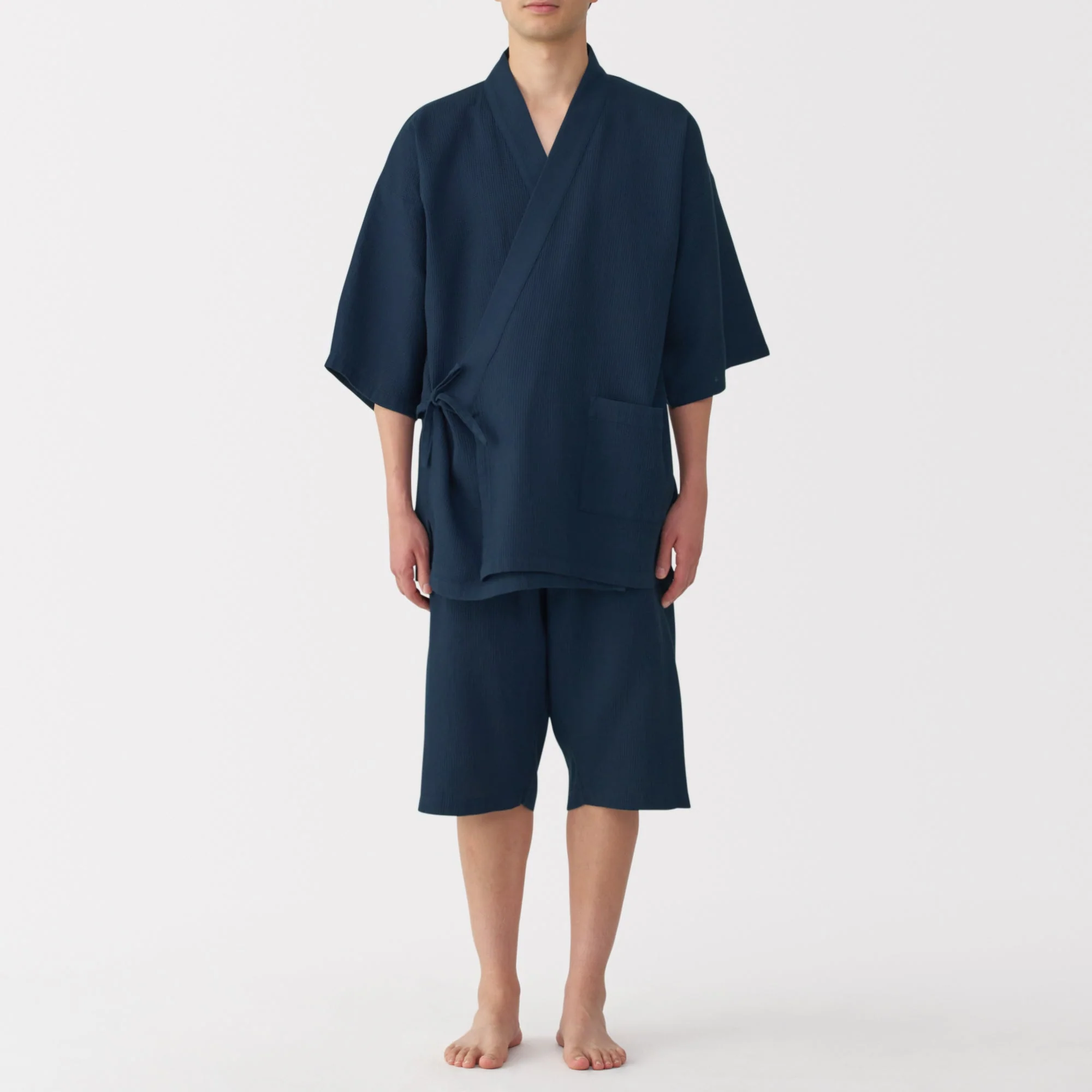 Men's Lyocell Blend Waffle Weave Jinbei Loungewear Set - Image 26