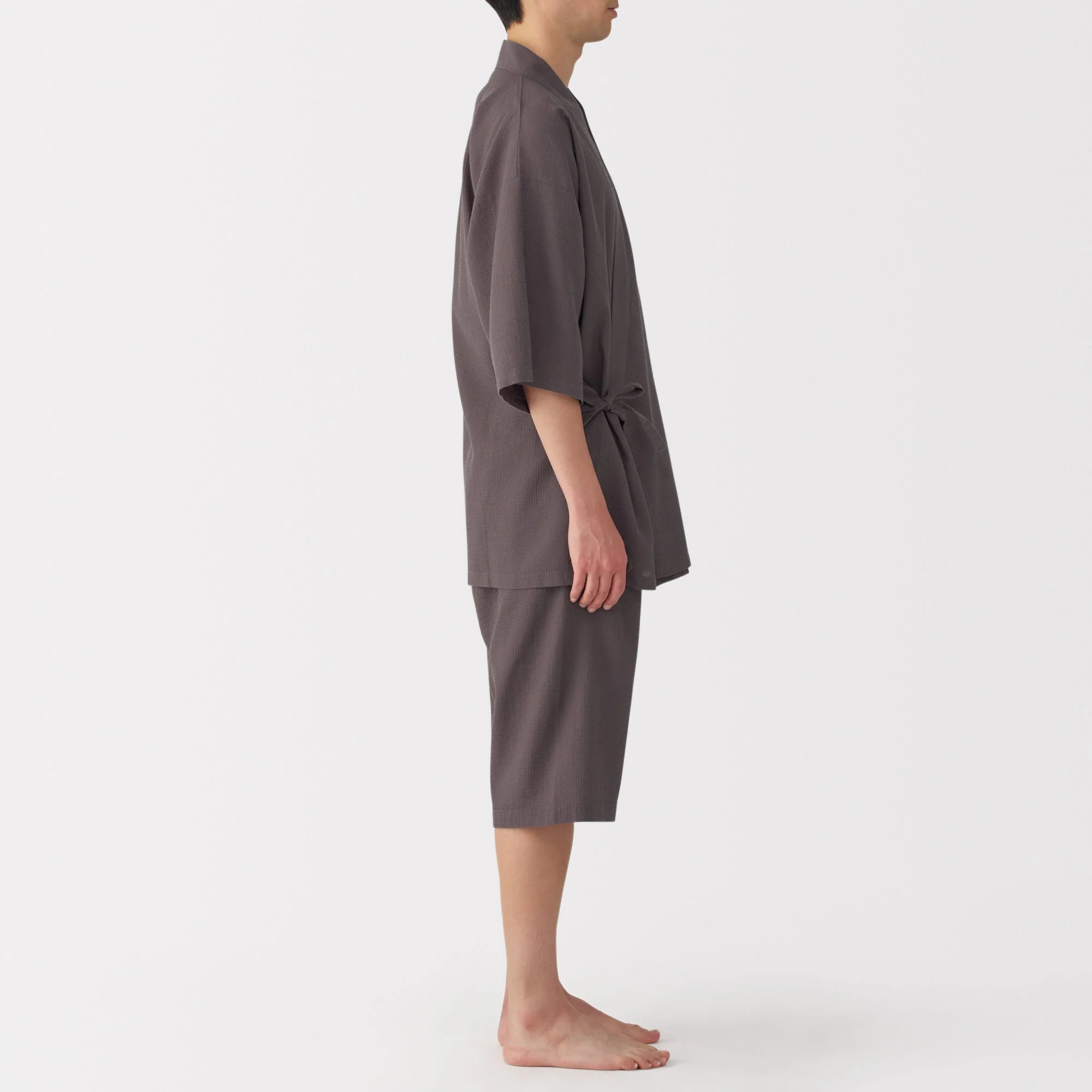 Men's Lyocell Blend Waffle Weave Jinbei Loungewear Set - Image 5