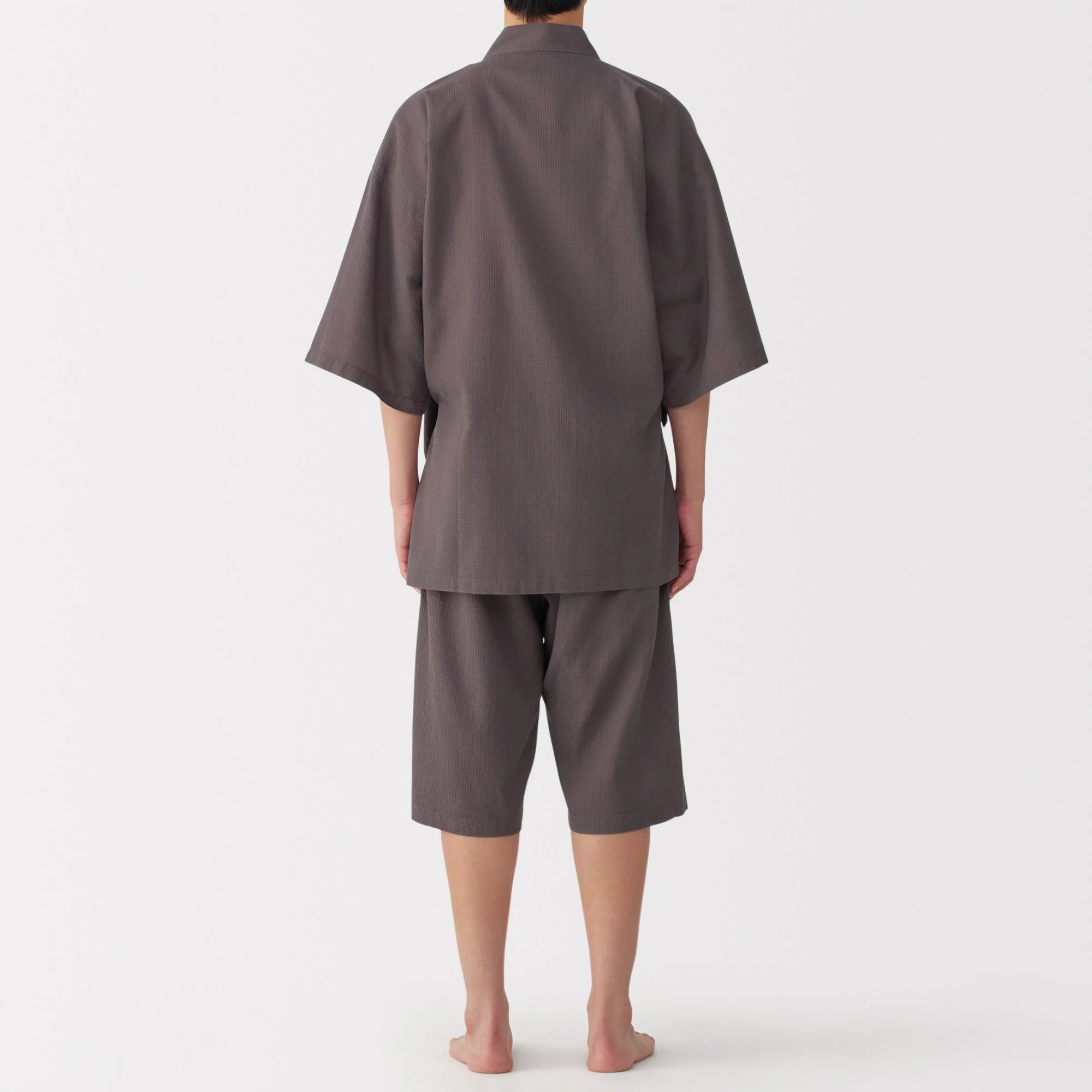 Men's Lyocell Blend Waffle Weave Jinbei Loungewear Set - Image 6