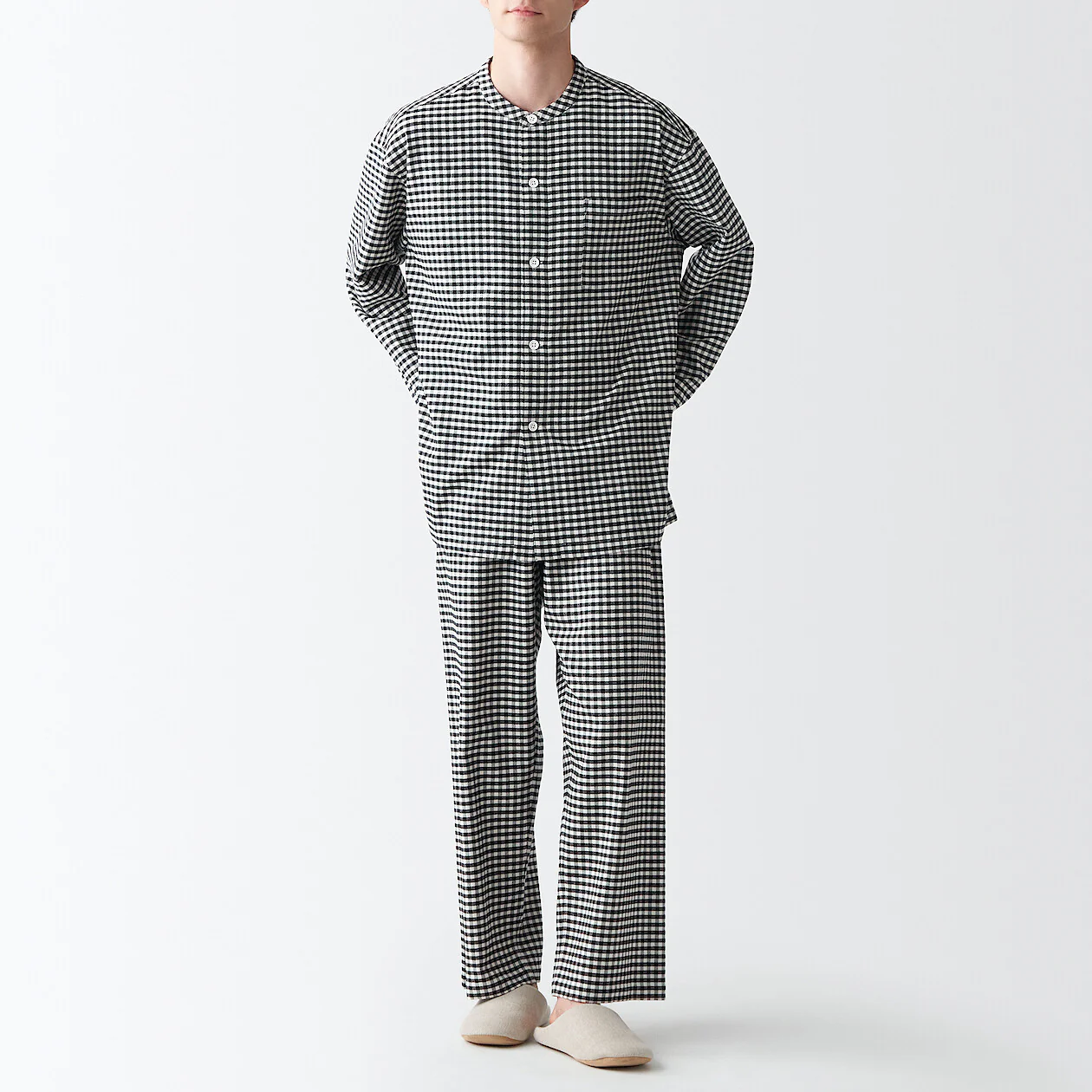 Men's Side-Seamless Flannel Stand Collar Pajamas