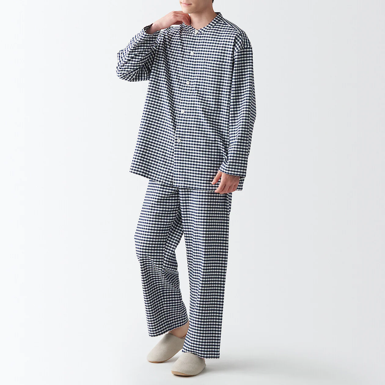 Men's Side-Seamless Flannel Stand Collar Pajamas - Image 12