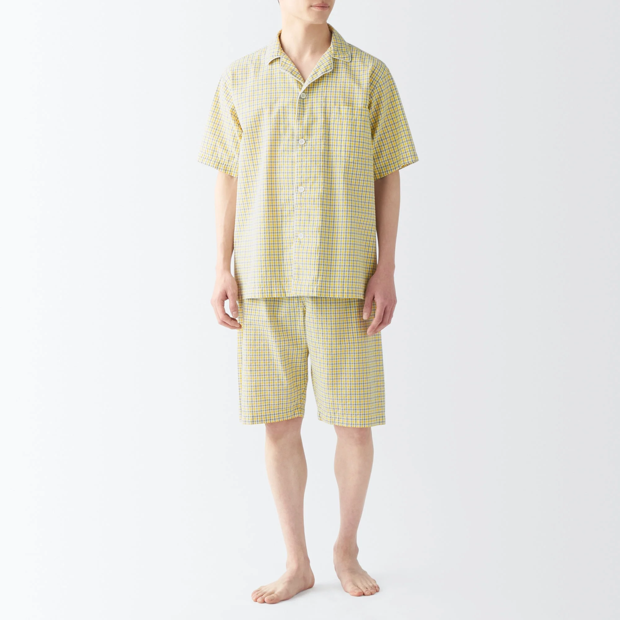 Men's Side Seamless Seersucker Short Sleeve Pajamas - Image 13