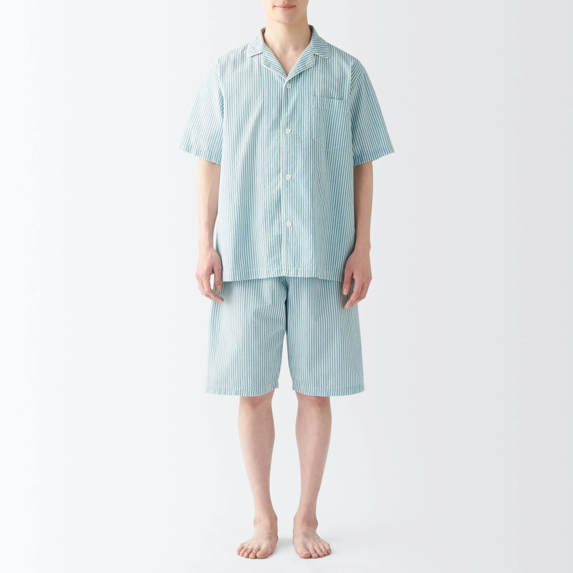 Men's Side Seamless Seersucker Short Sleeve Pajamas - Image 24