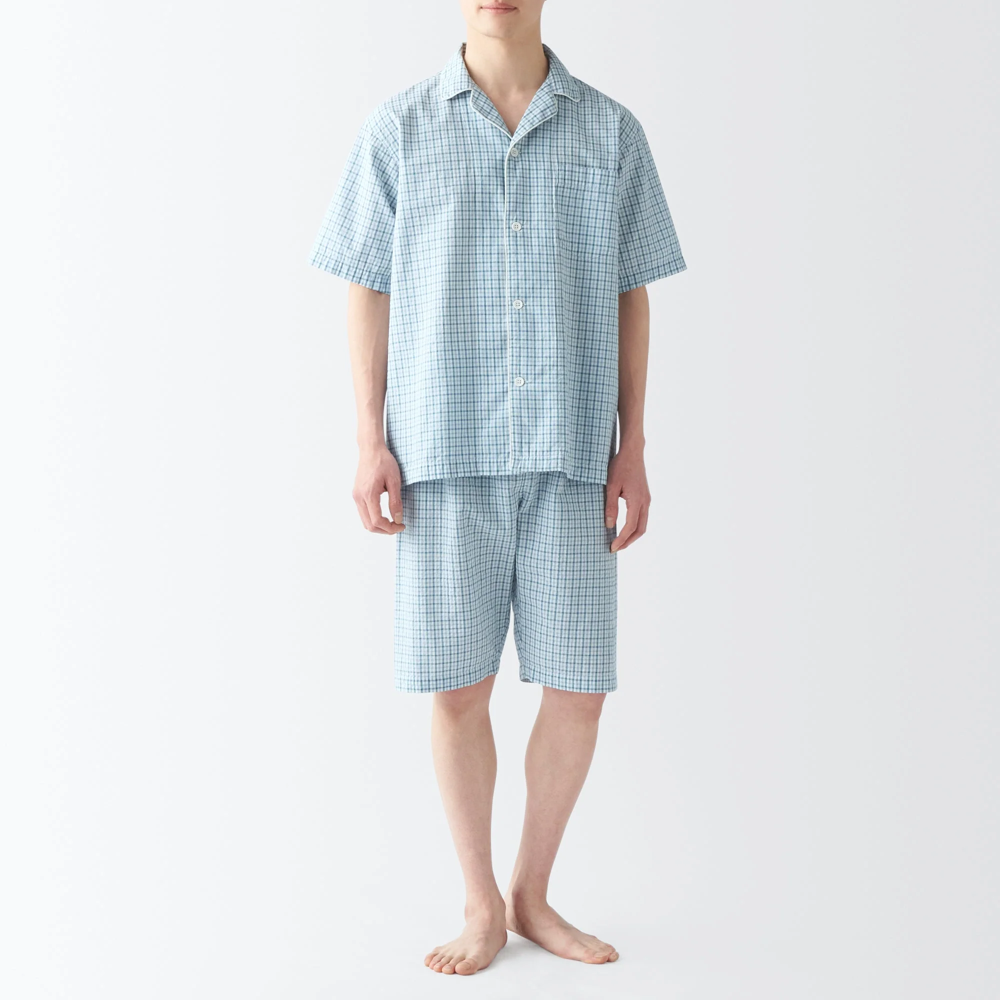 Men's Side Seamless Seersucker Short Sleeve Pajamas - Image 3