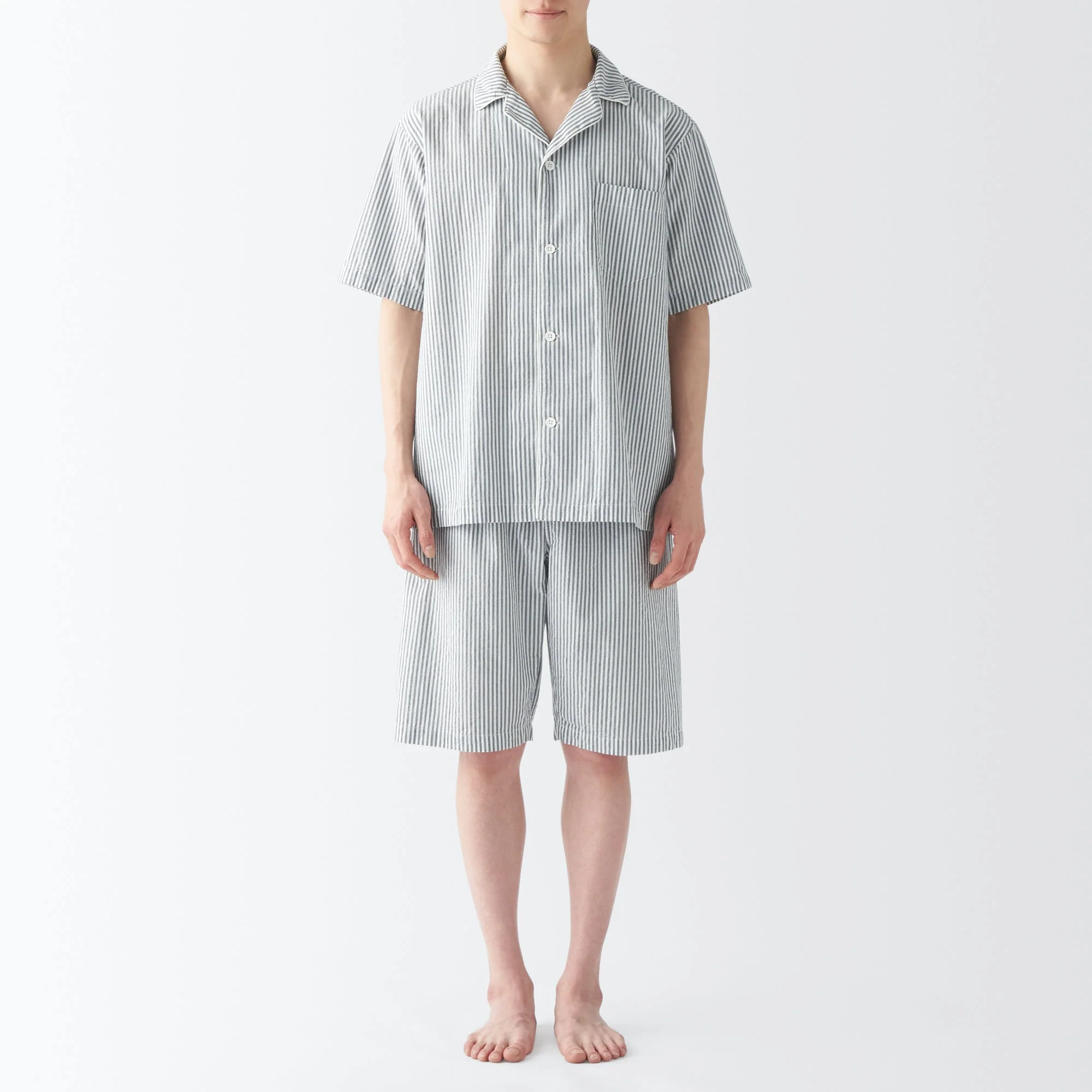 Men's Side Seamless Seersucker Short Sleeve Pajamas - Image 34