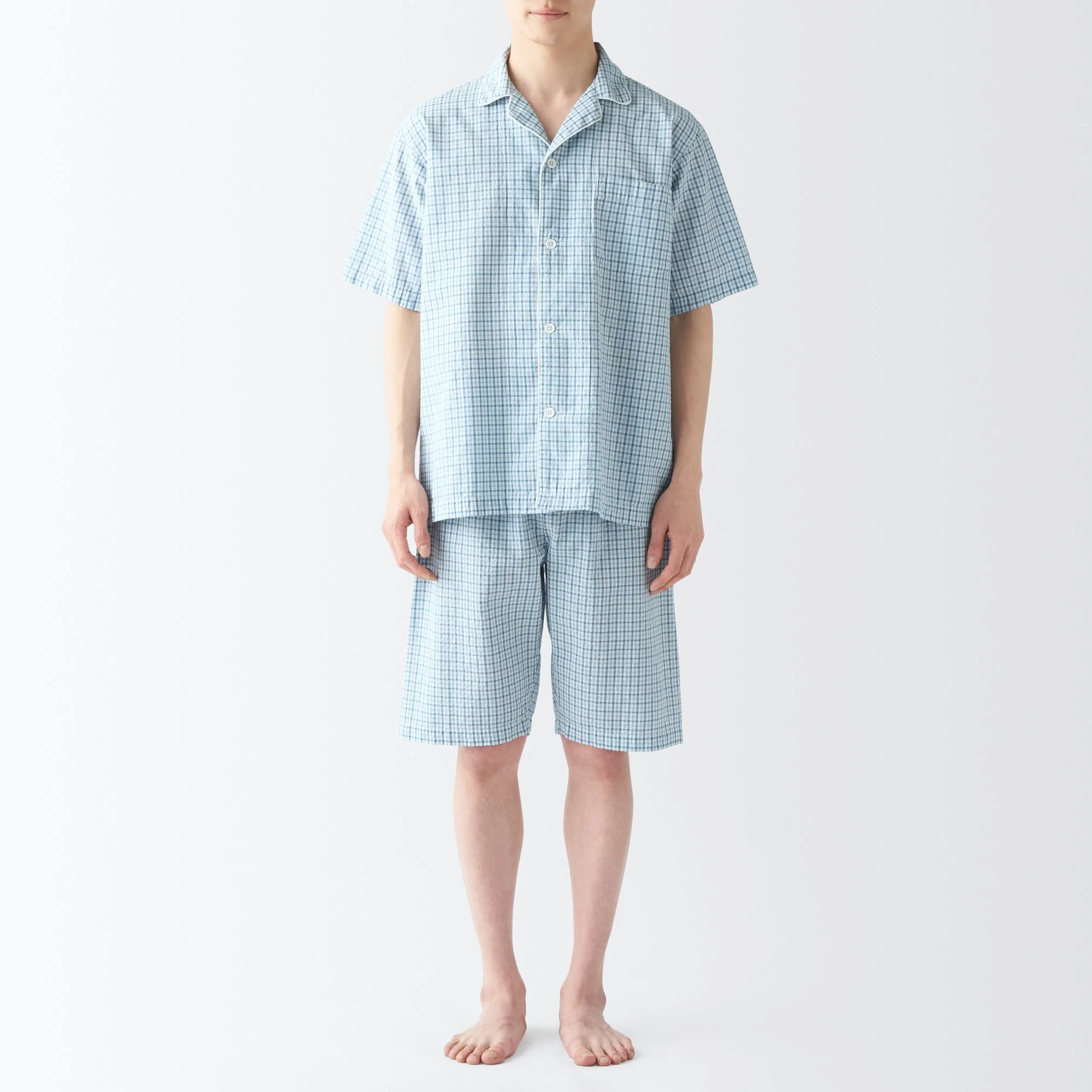 Men's Side Seamless Seersucker Short Sleeve Pajamas - Image 4