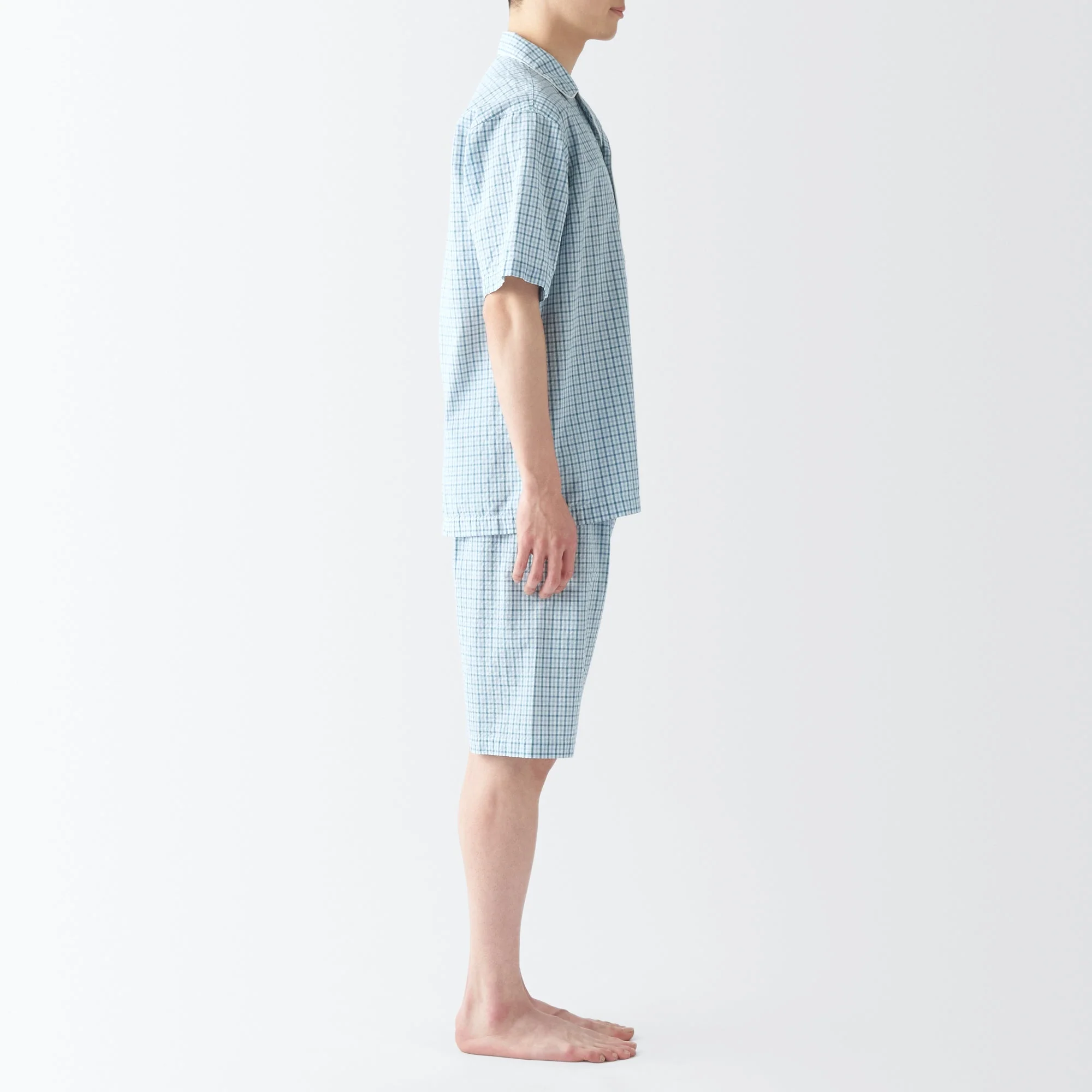 Men's Side Seamless Seersucker Short Sleeve Pajamas - Image 5