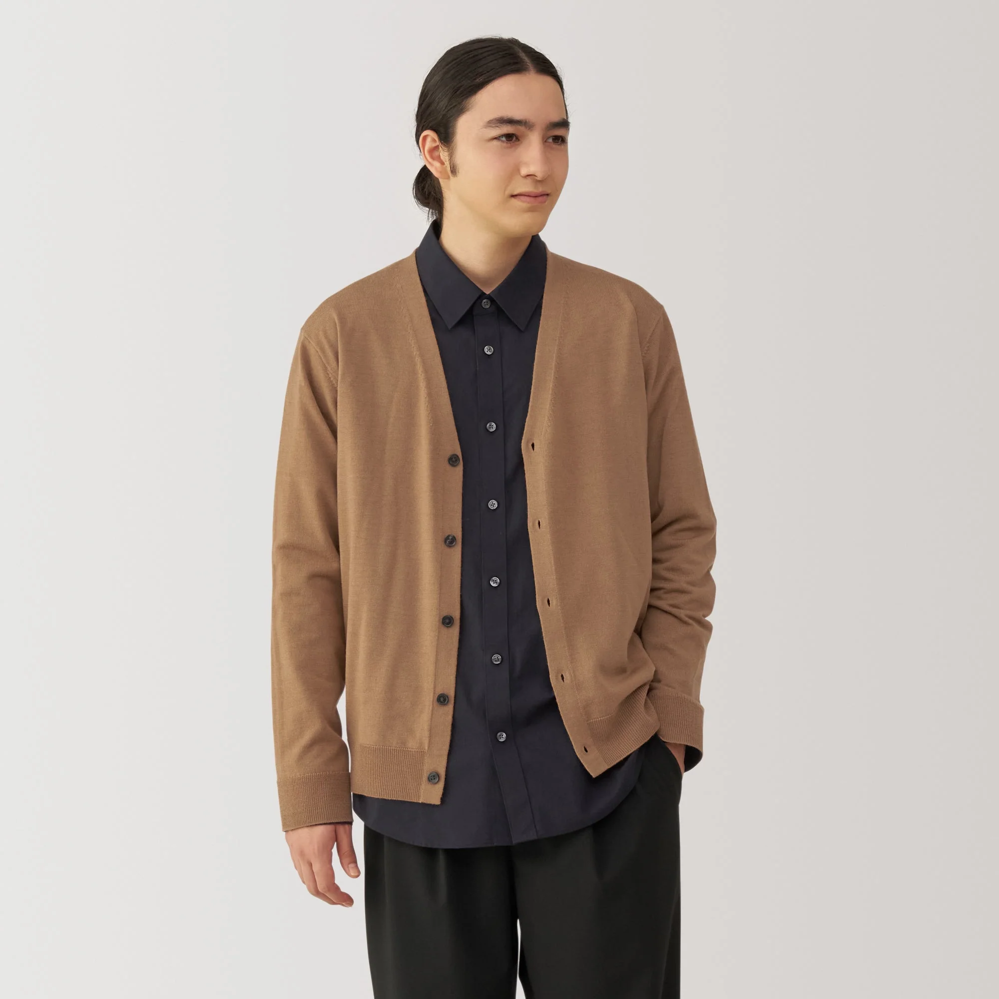 Men's Washable High-Gauge V Neck Cardigan - Image 3