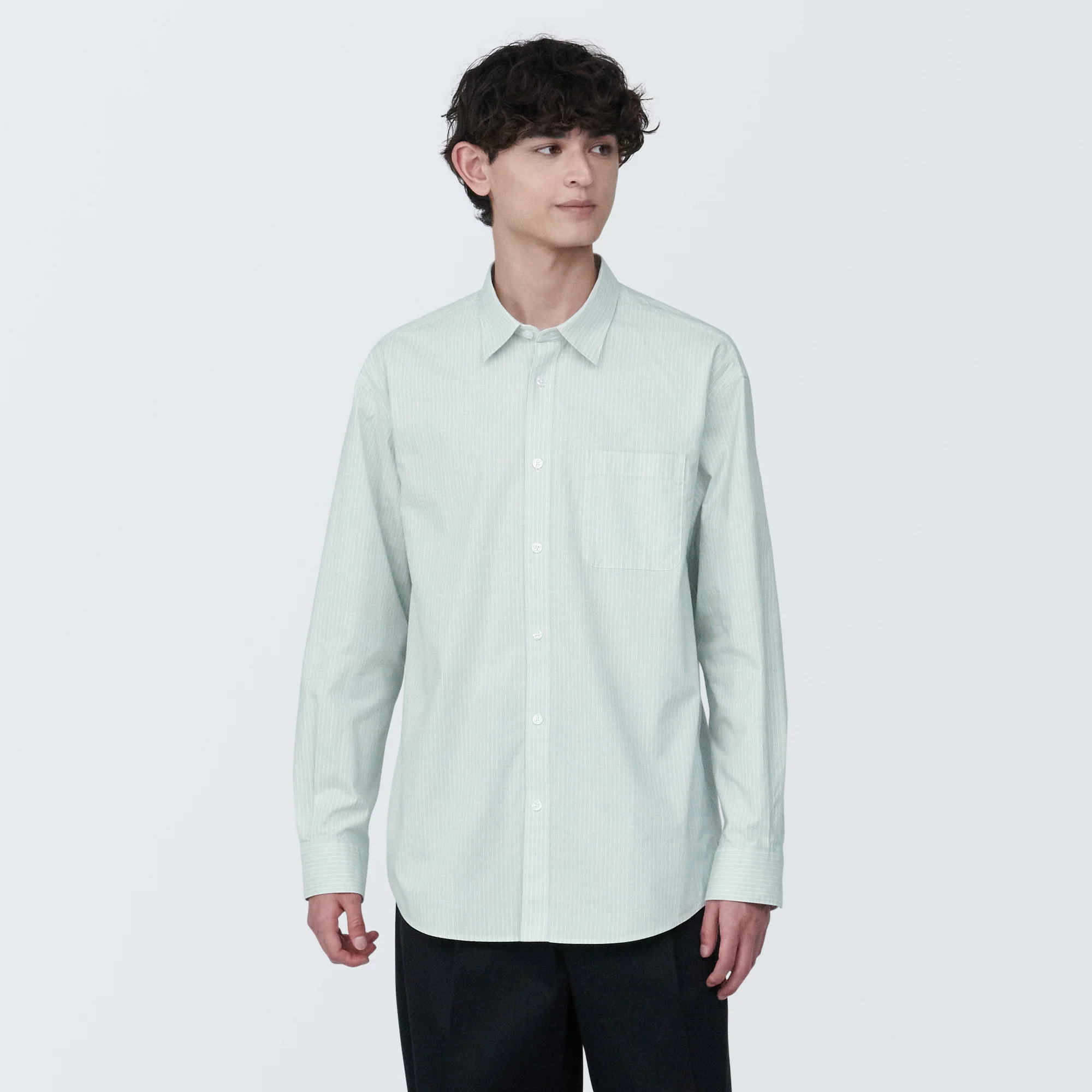 Men's Washed Broadcloth Long Sleeve Striped Shirt