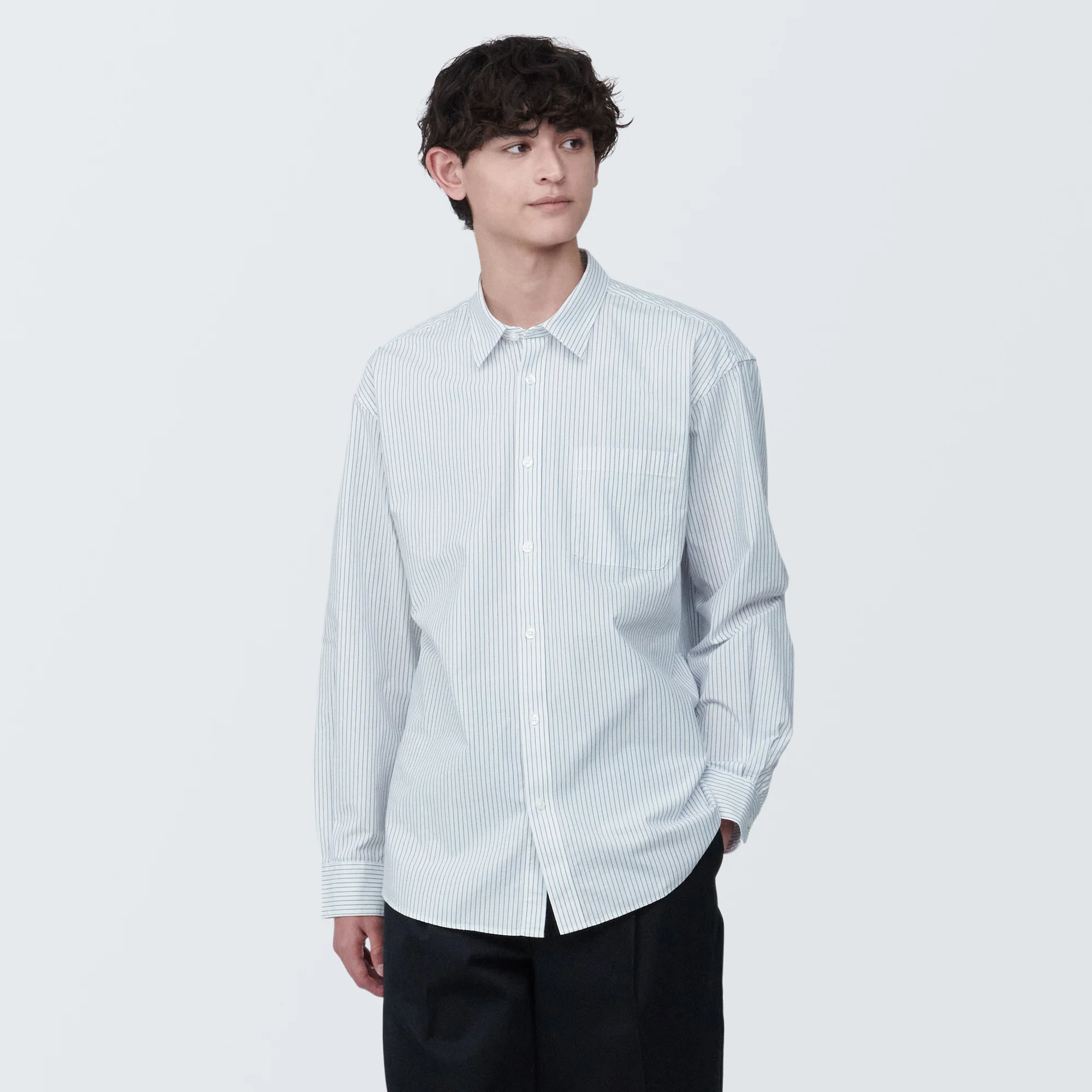 Men's Washed Broadcloth Long Sleeve Striped Shirt - Image 11