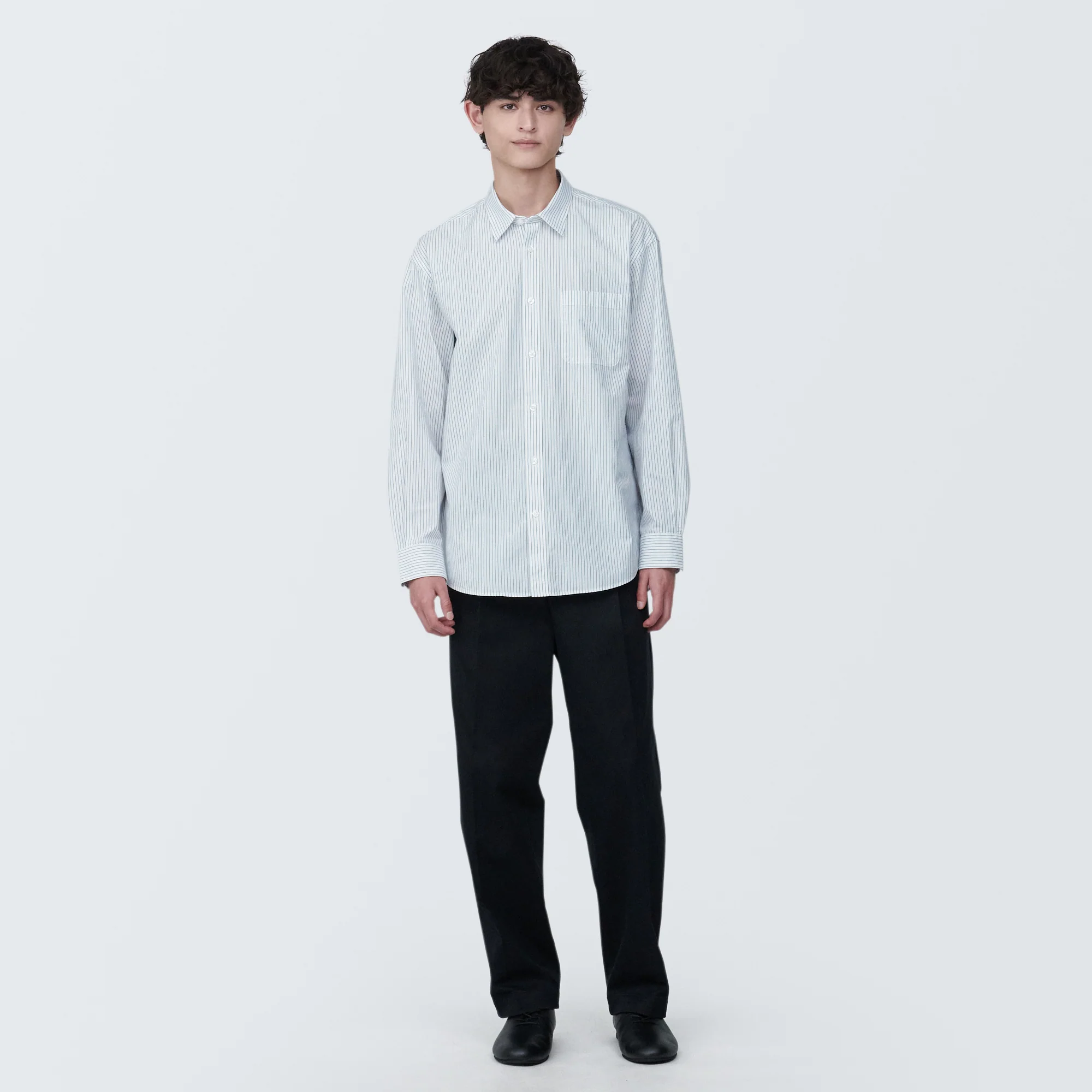 Men's Washed Broadcloth Long Sleeve Striped Shirt - Image 12