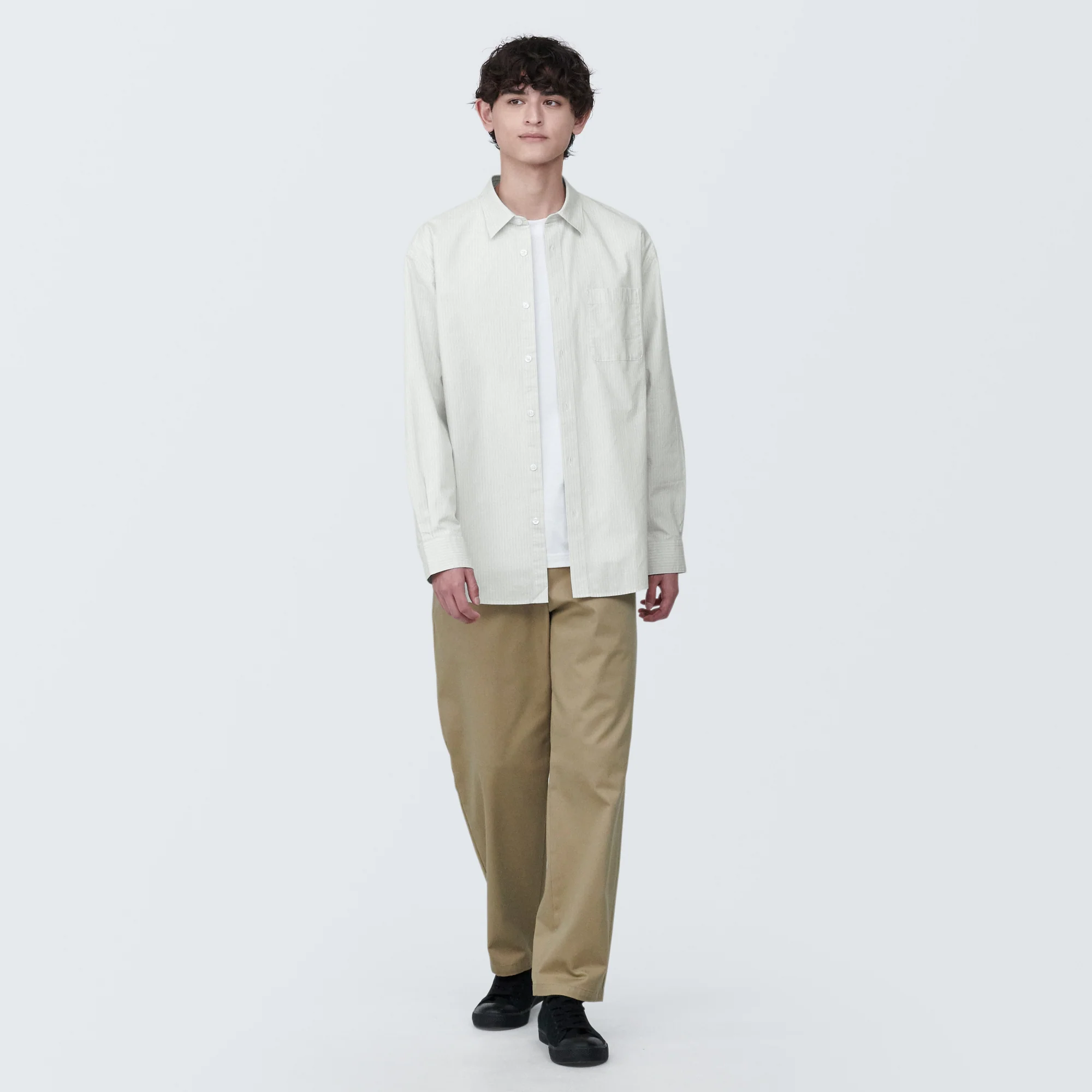 Men's Washed Broadcloth Long Sleeve Striped Shirt - Image 20