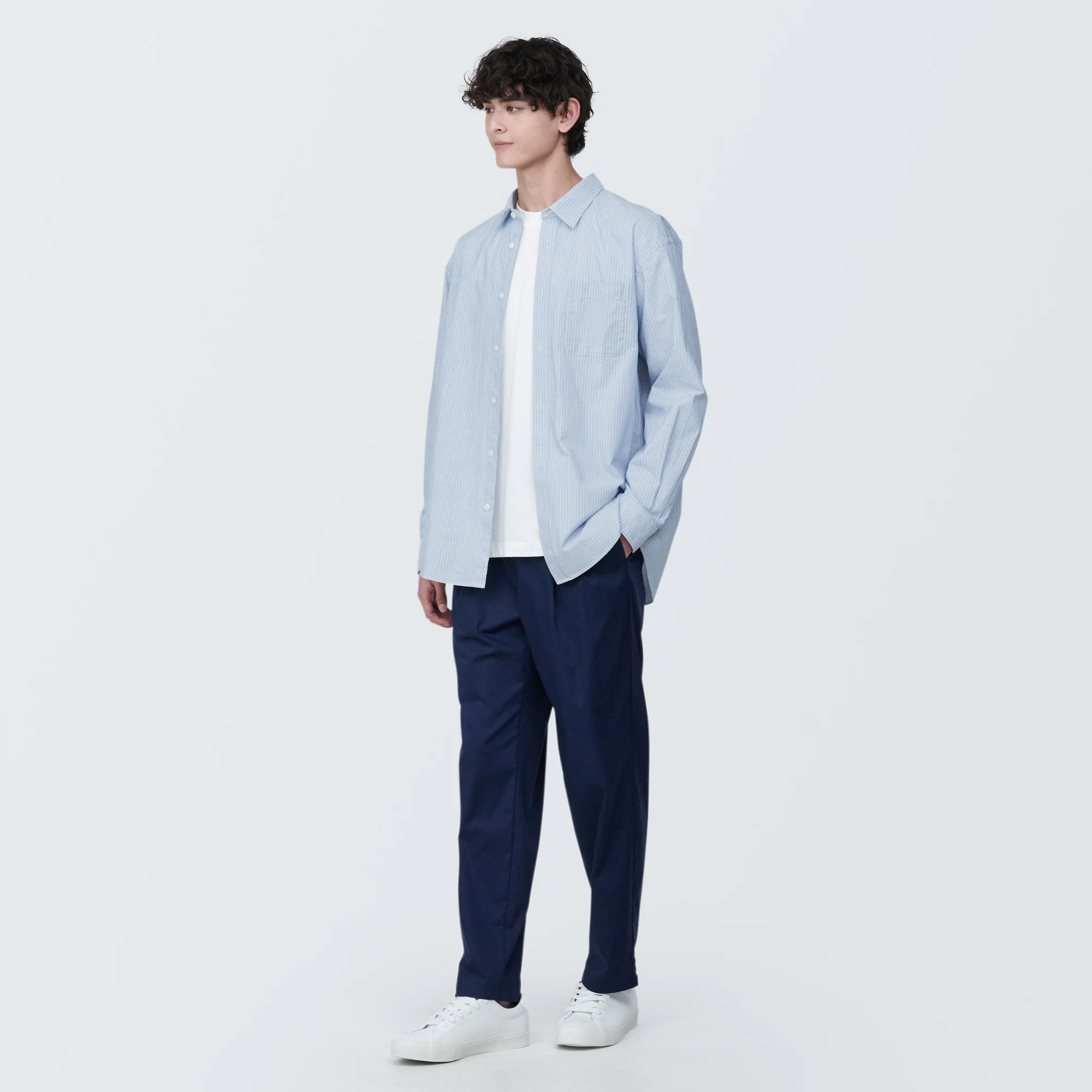 Men's Washed Broadcloth Long Sleeve Striped Shirt - Image 28