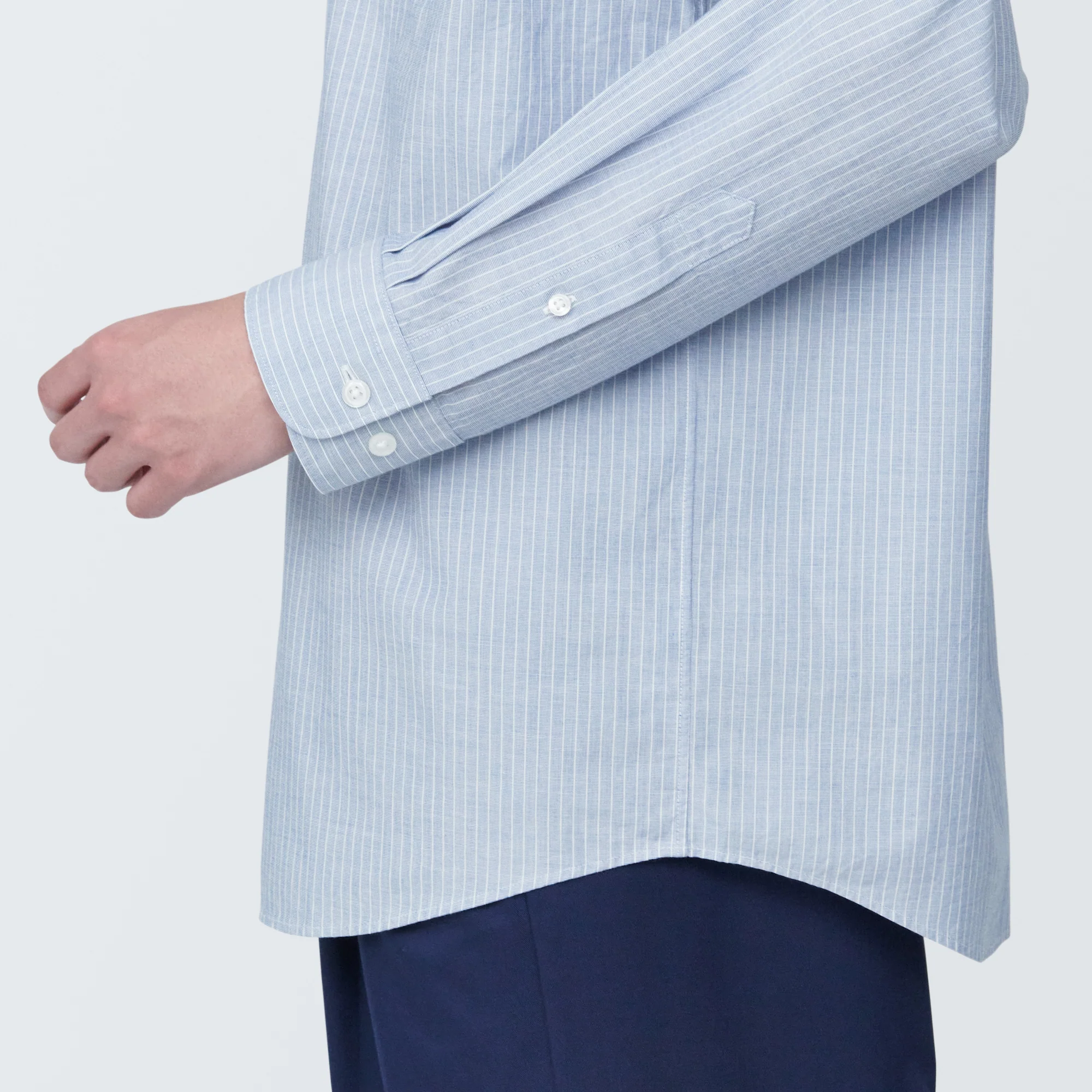 Men's Washed Broadcloth Long Sleeve Striped Shirt - Image 32