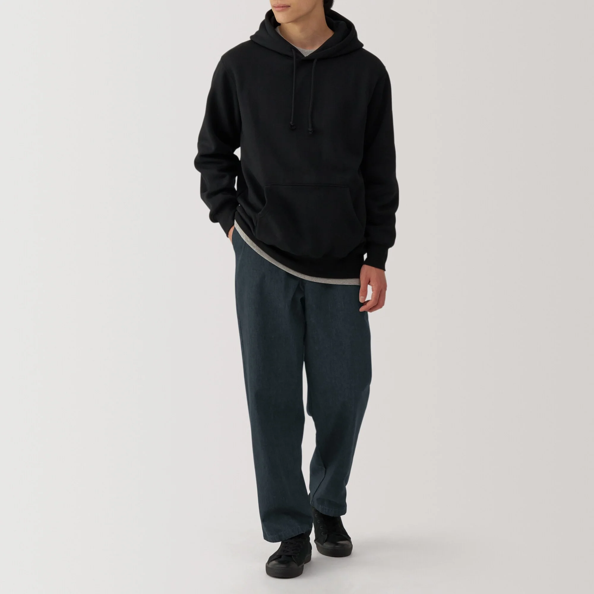 Men's Washed Denim Easy Pants - Black