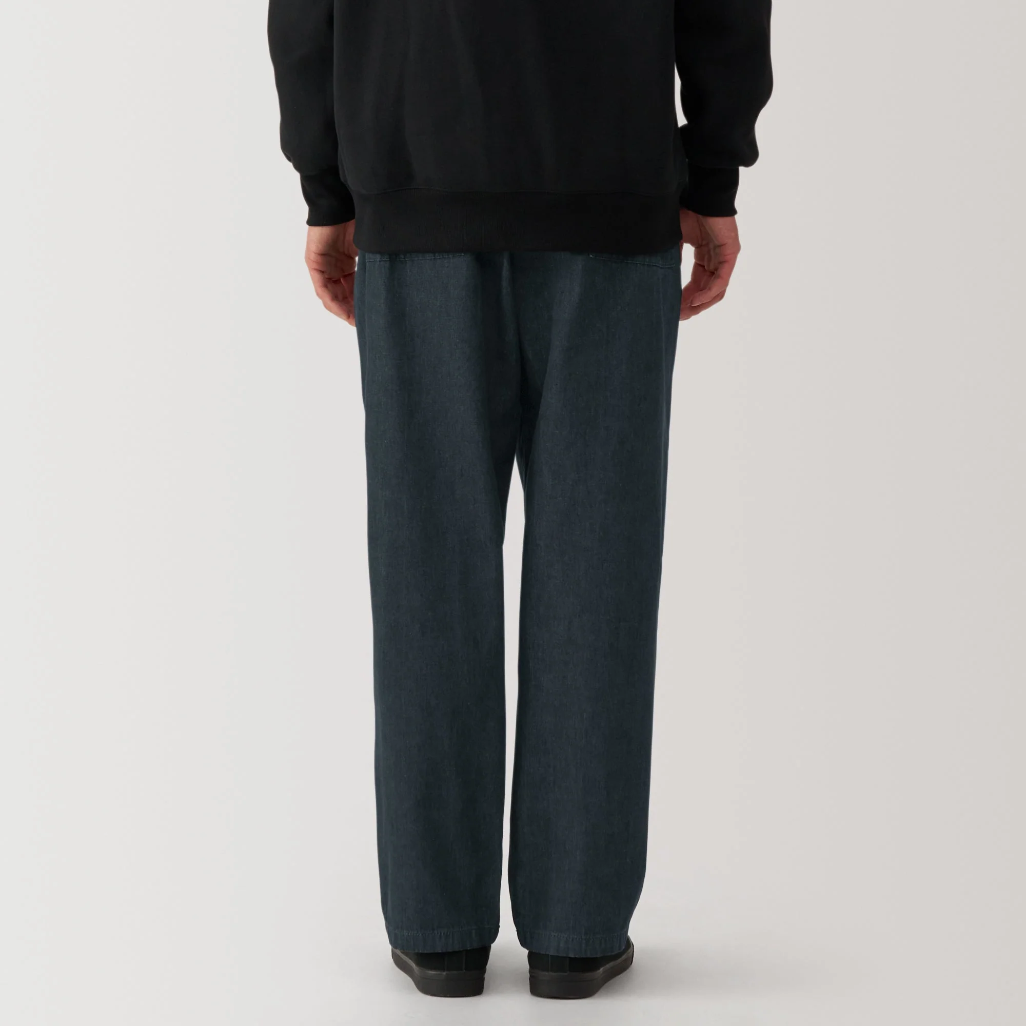 Men's Washed Denim Easy Pants - Black - Image 6