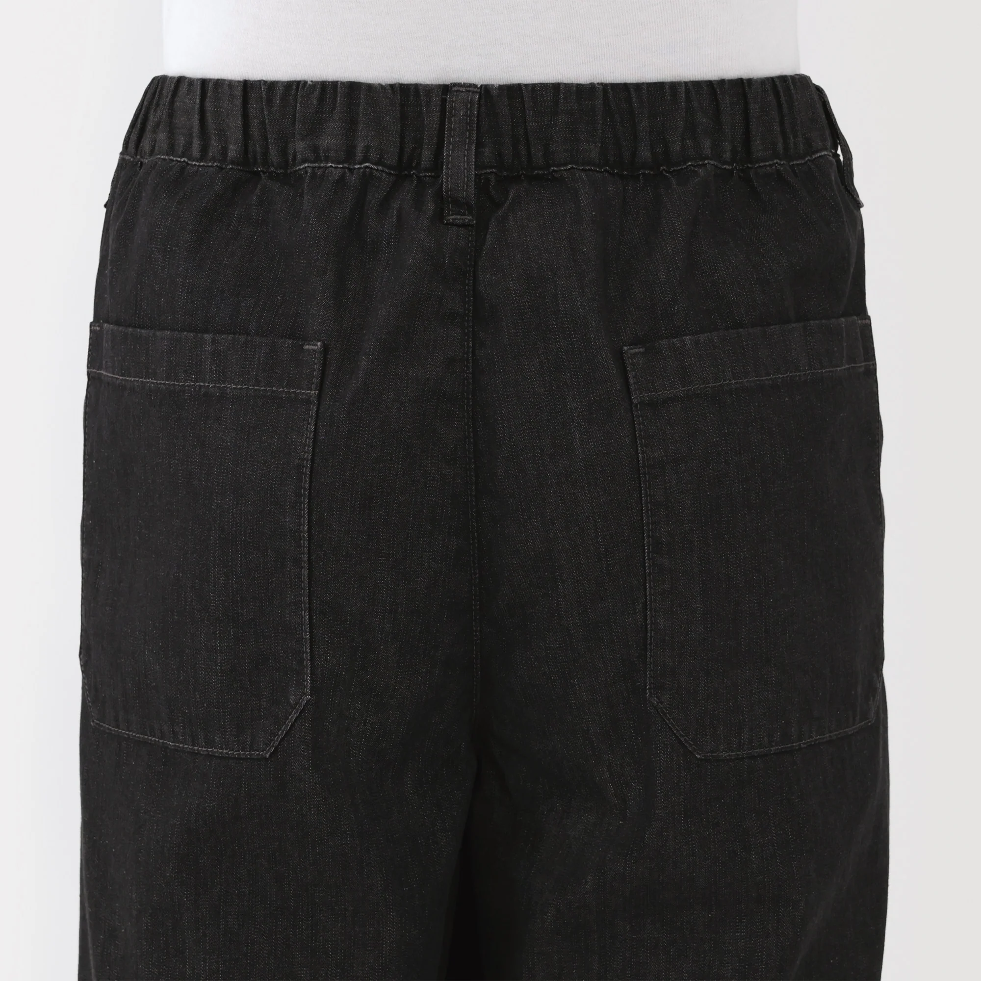 Men's Washed Denim Easy Pants - Black - Image 5