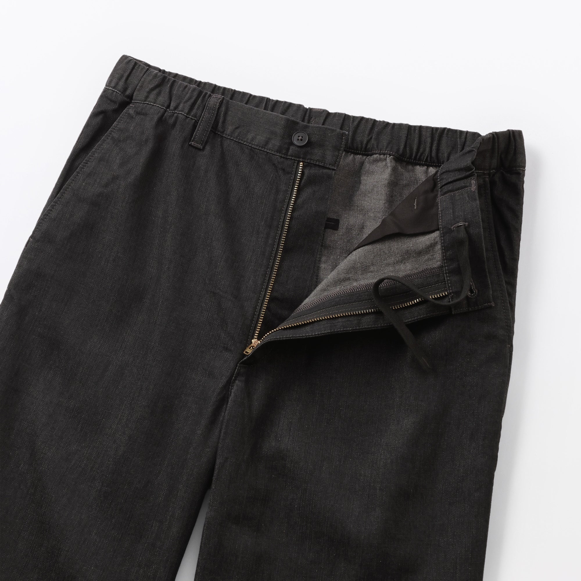 Men's Washed Denim Easy Pants - Black - Image 6