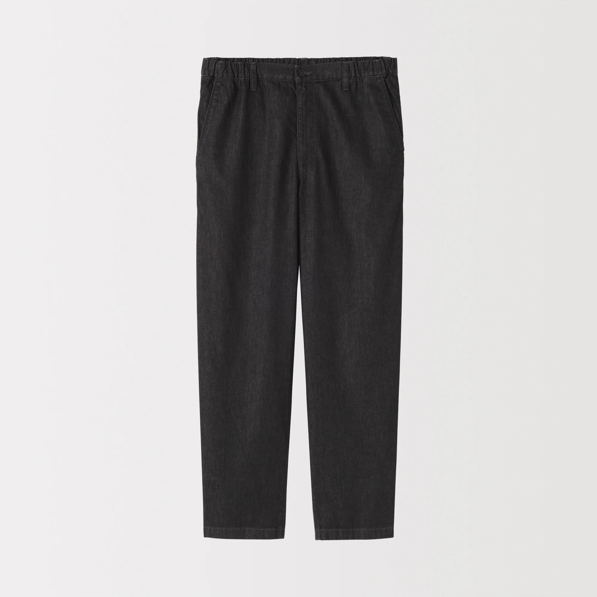 Men's Washed Denim Easy Pants - Black - Image 8