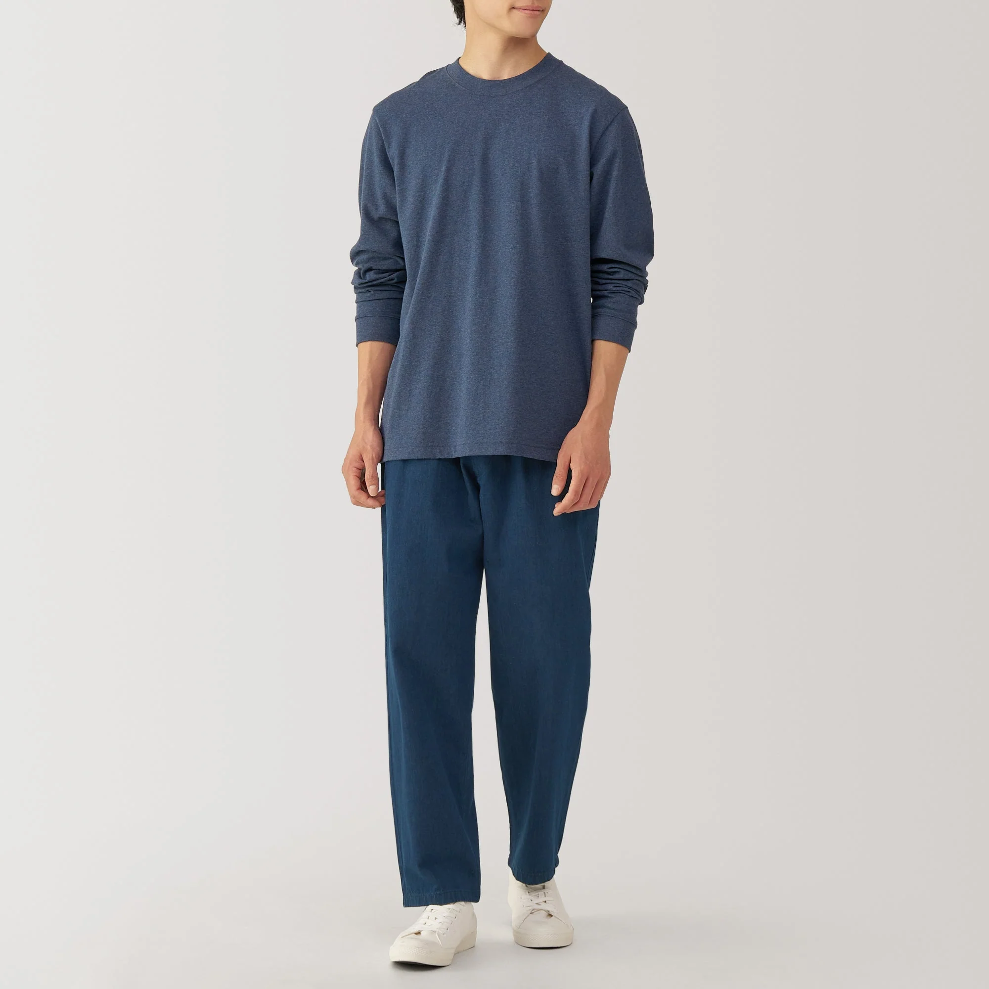 Men's Washed Denim Easy Pants - Dark Navy - Image 3