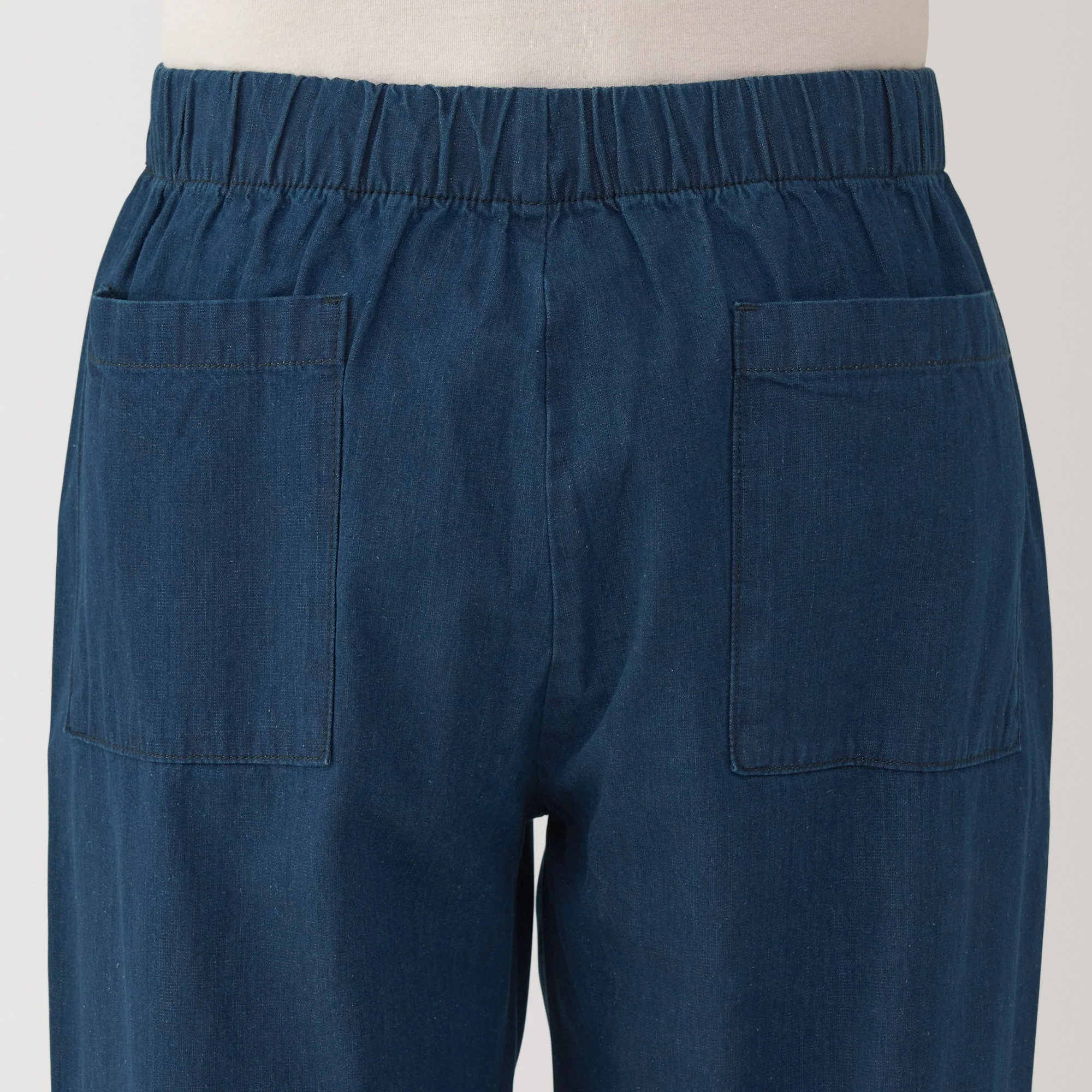 Men's Washed Denim Easy Pants - Dark Navy - Image 7