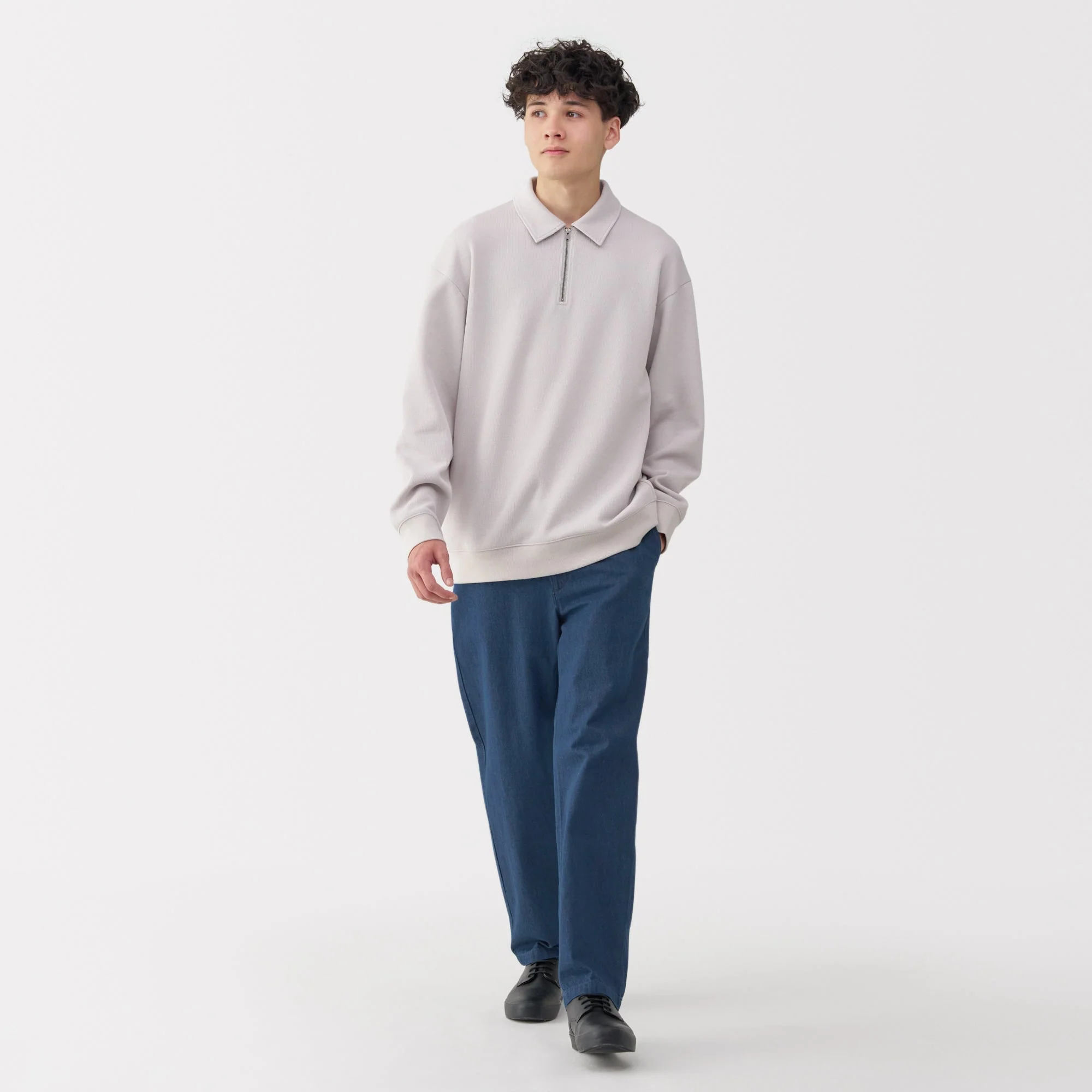 Men's Washed Denim Easy Pants - Navy - Image 4