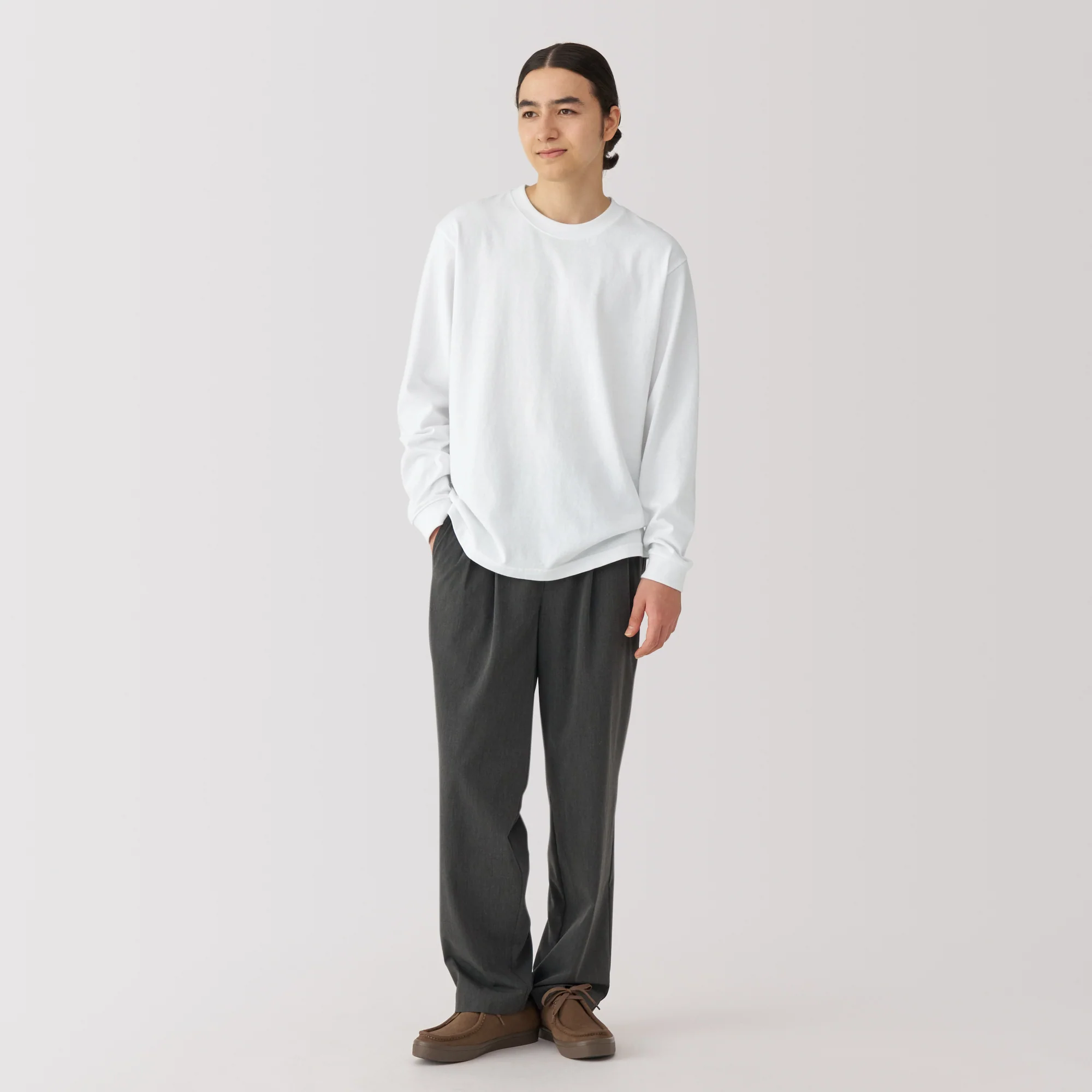 Men's Washed Heavy Weight Crew Neck Long Sleeve T-Shirt - Image 11