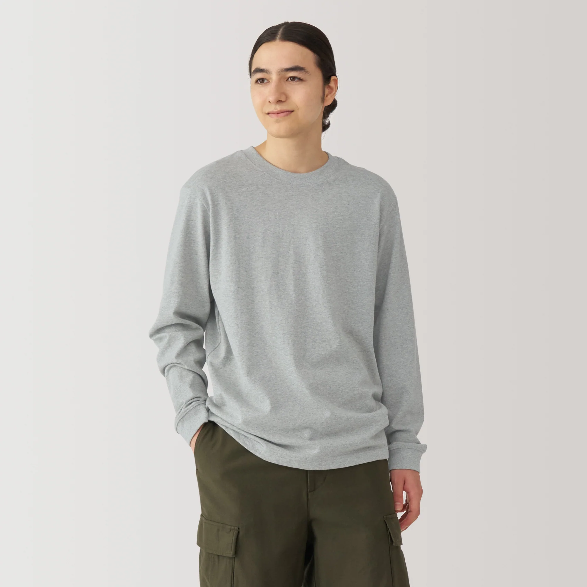 Men's Washed Heavy Weight Crew Neck Long Sleeve T-Shirt - Image 17