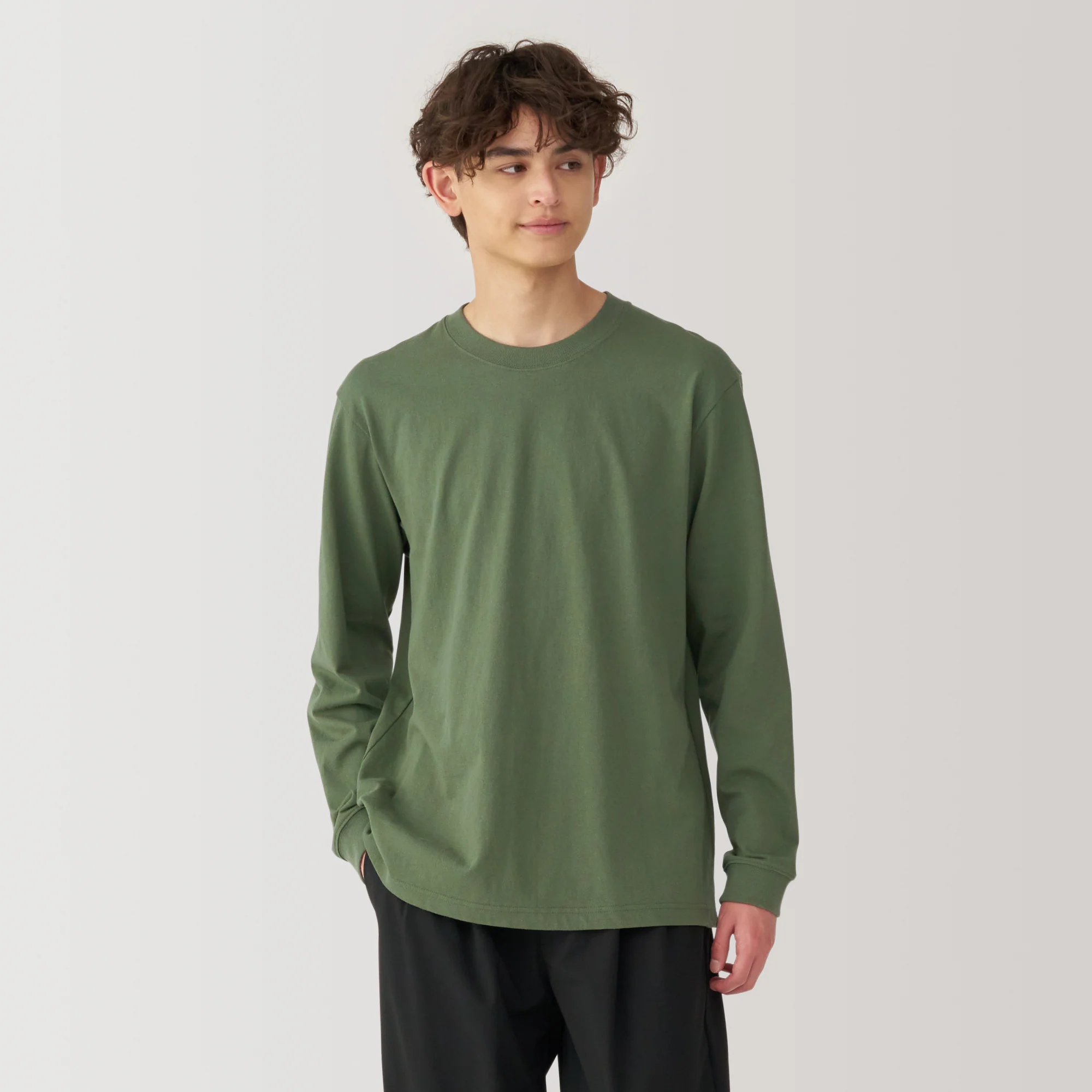 Men's Washed Heavy Weight Crew Neck Long Sleeve T-Shirt - Image 3