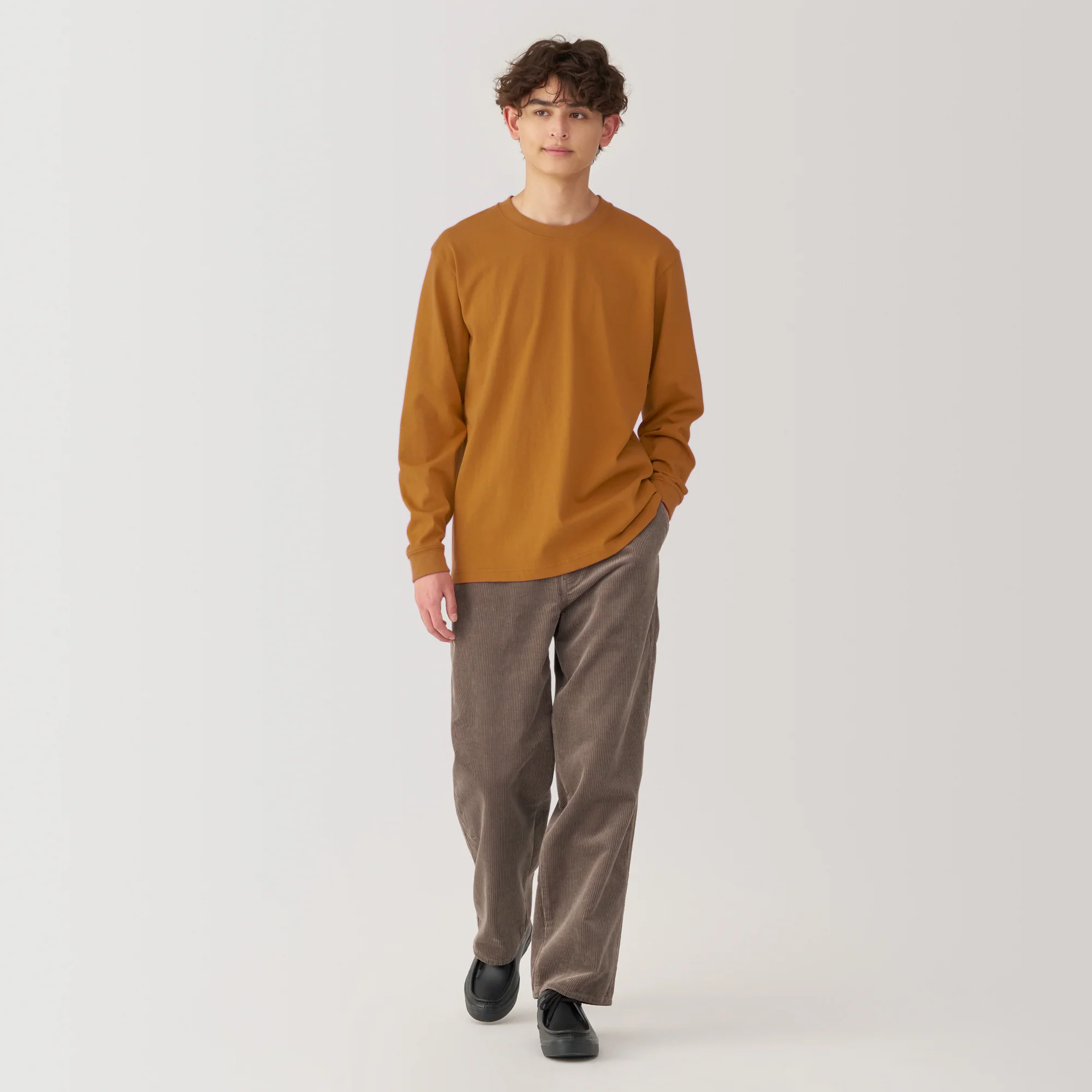 Men's Washed Heavy Weight Crew Neck Long Sleeve T-Shirt - Image 32