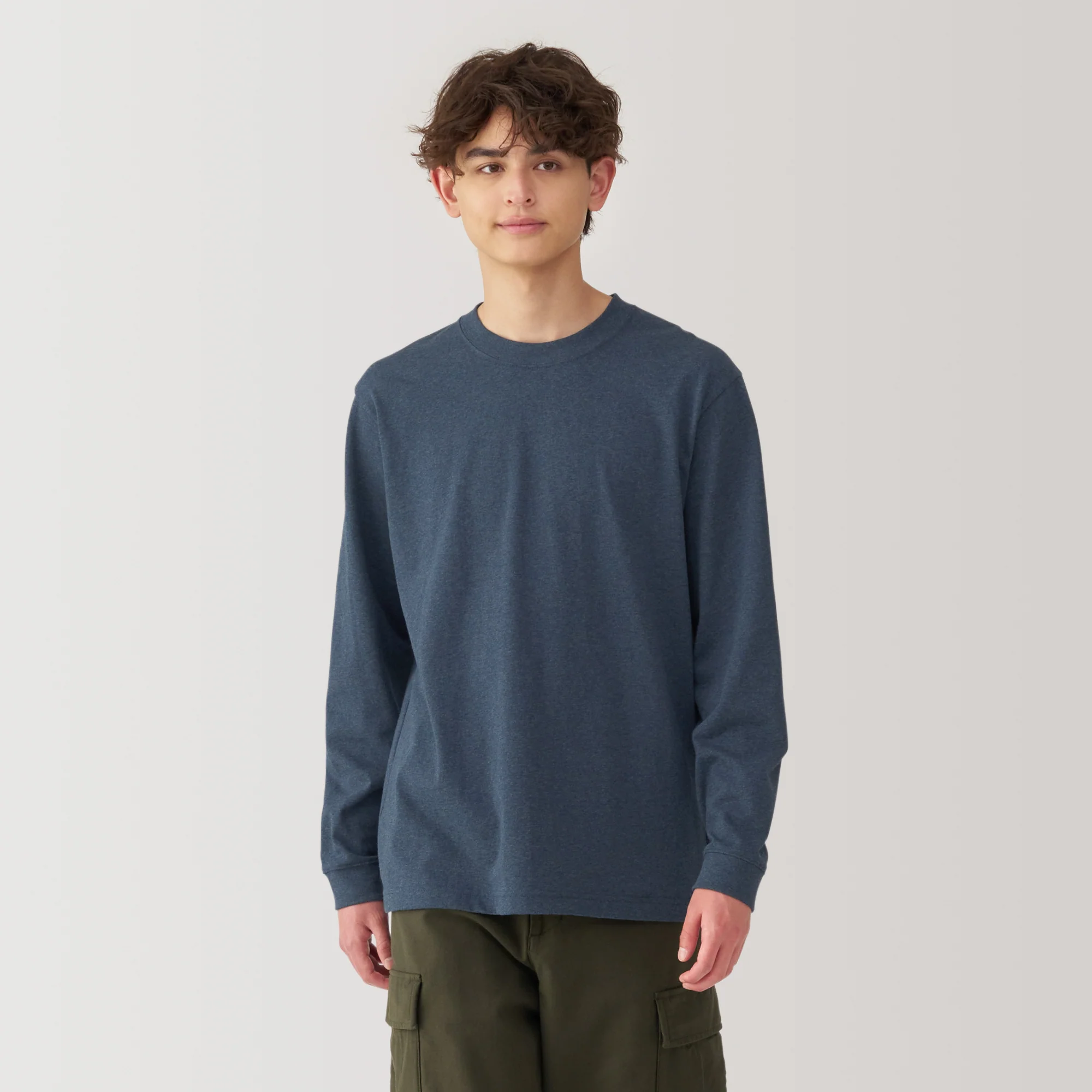 Men's Washed Heavy Weight Crew Neck Long Sleeve T-Shirt - Image 38