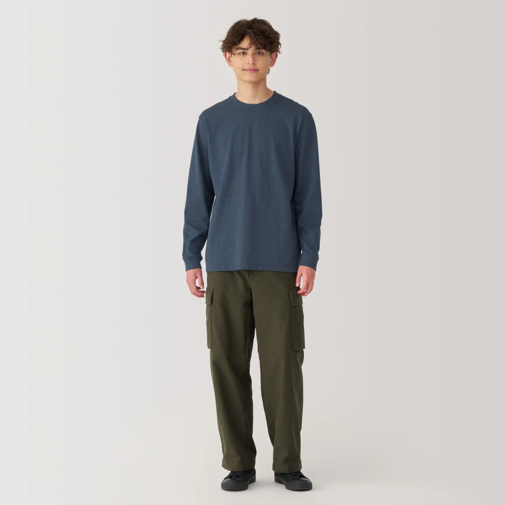 Men's Washed Heavy Weight Crew Neck Long Sleeve T-Shirt - Image 39